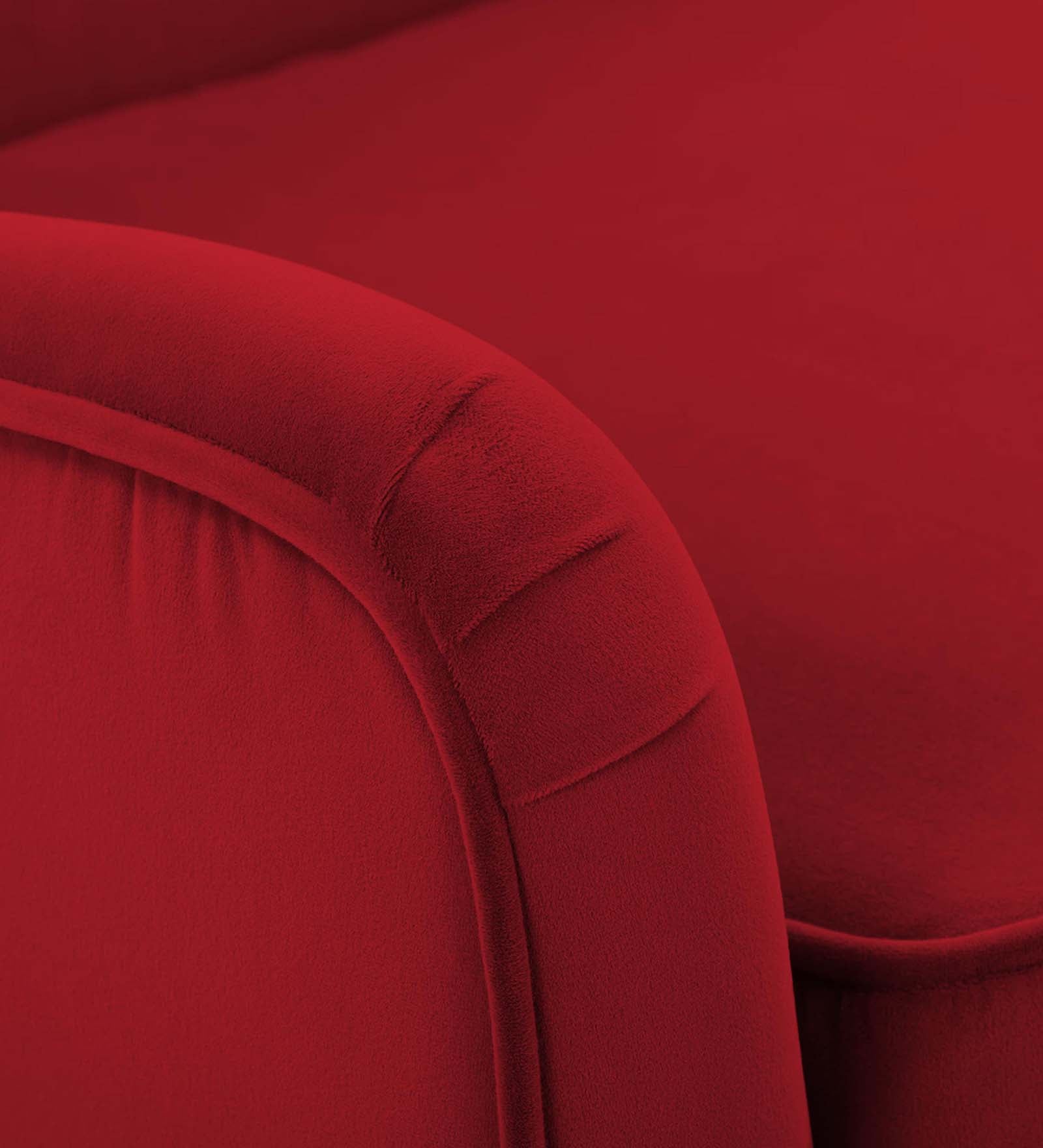 Ame Velvet Upholstered Arm Chair In Cherry Red Colour - Febonic Living