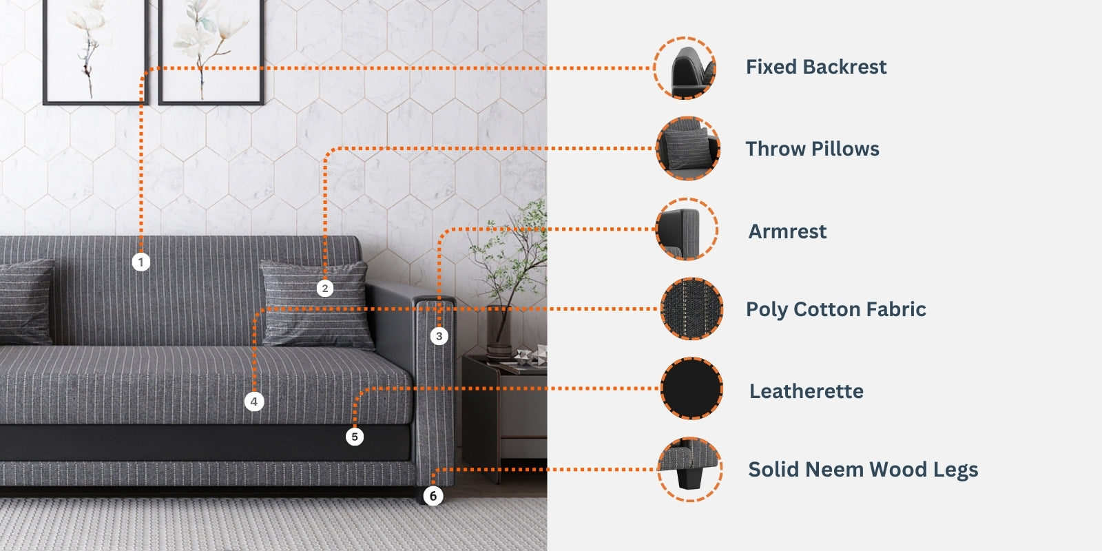 Juno Fabric 2 Seater Sofa In Lama Brown Colour - Febonic Living