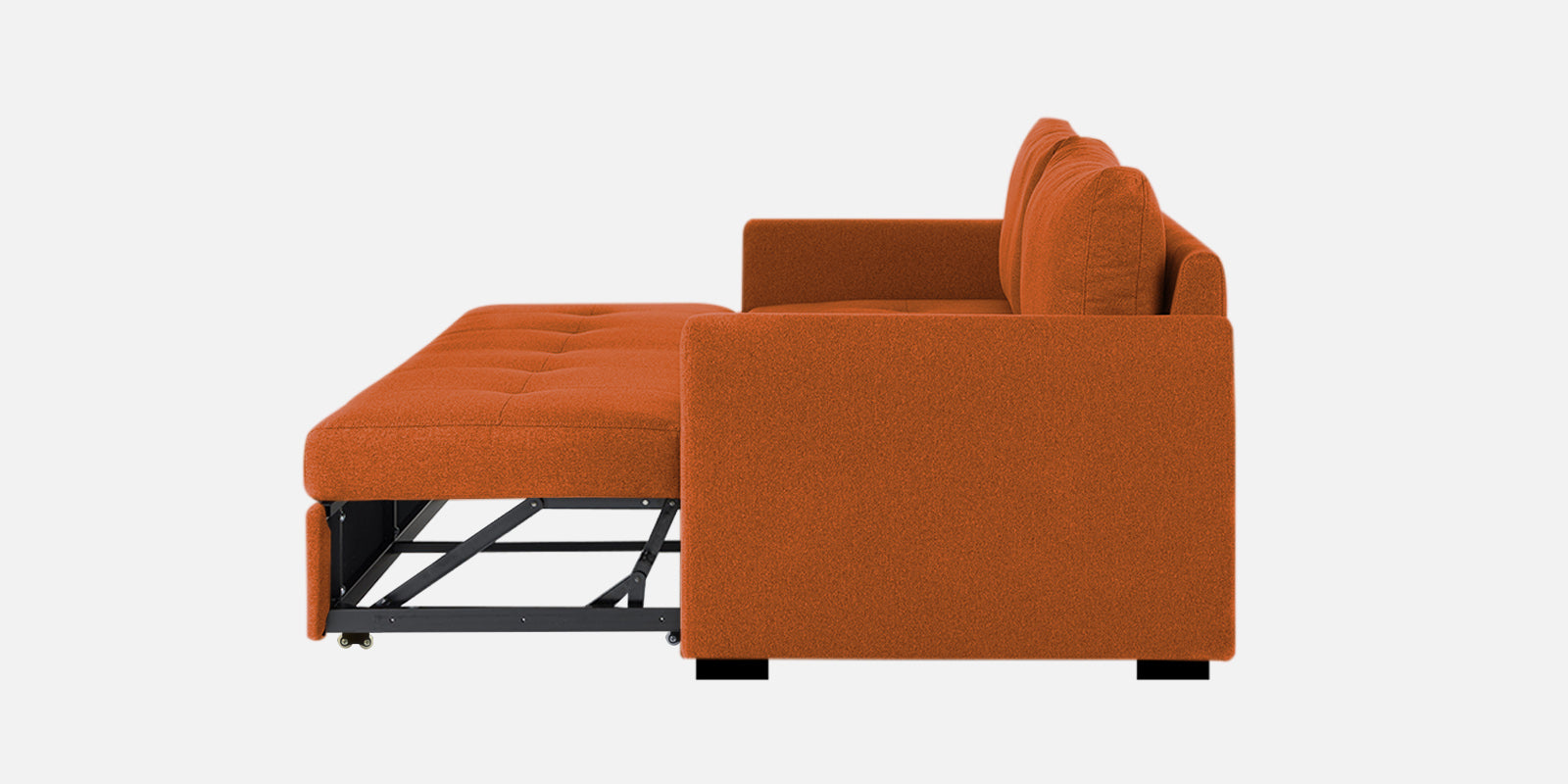 Sigma Fabric 3 Seater Pull Out Sofa Cum Bed In Vivid Orange Colour - Febonic Living