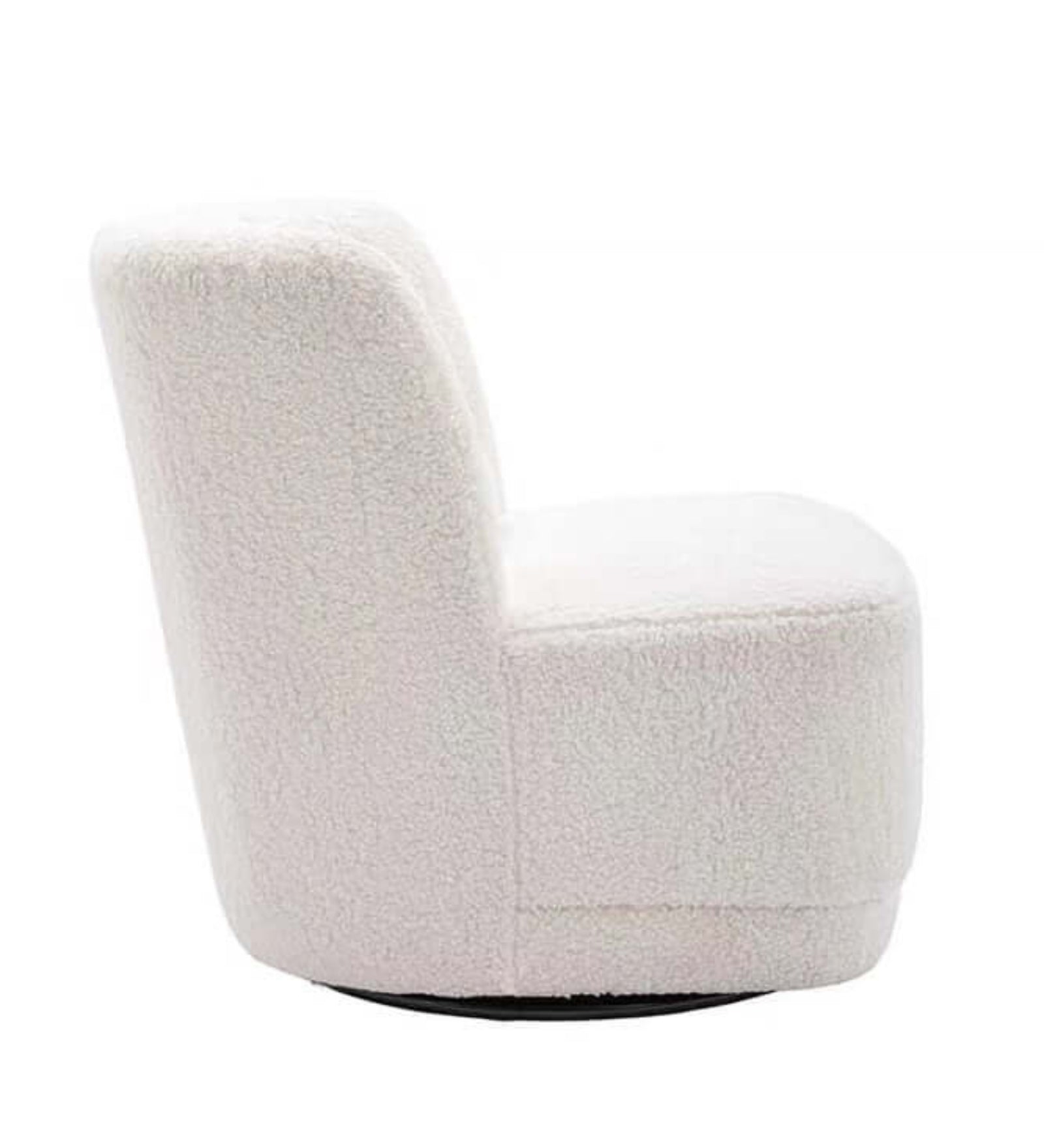 Benny Boucle Fabric Swivel Chair in Shell White Colour