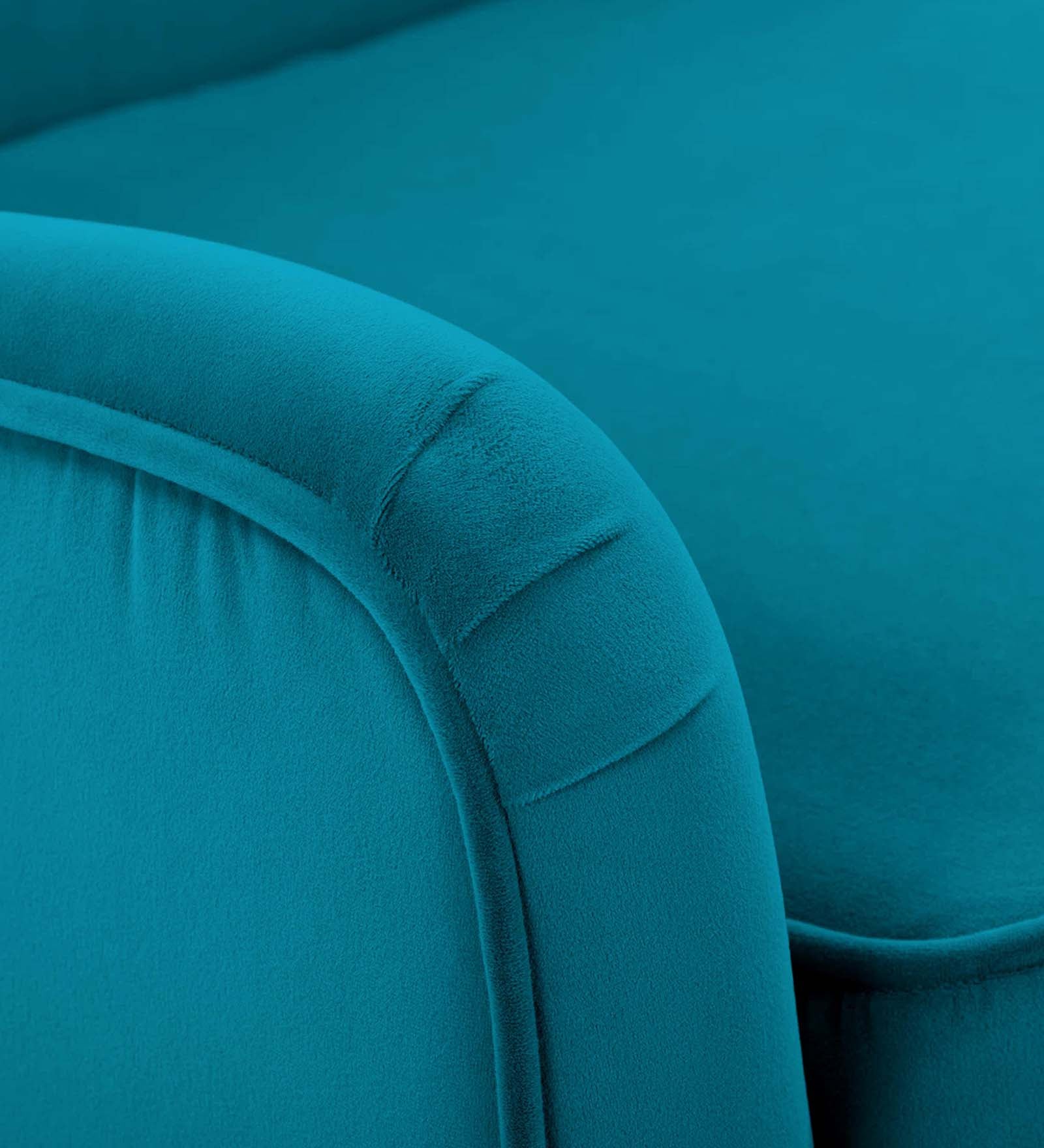 Ame Velvet Upholstered Arm Chair In Aqua blue Colour - Febonic Living