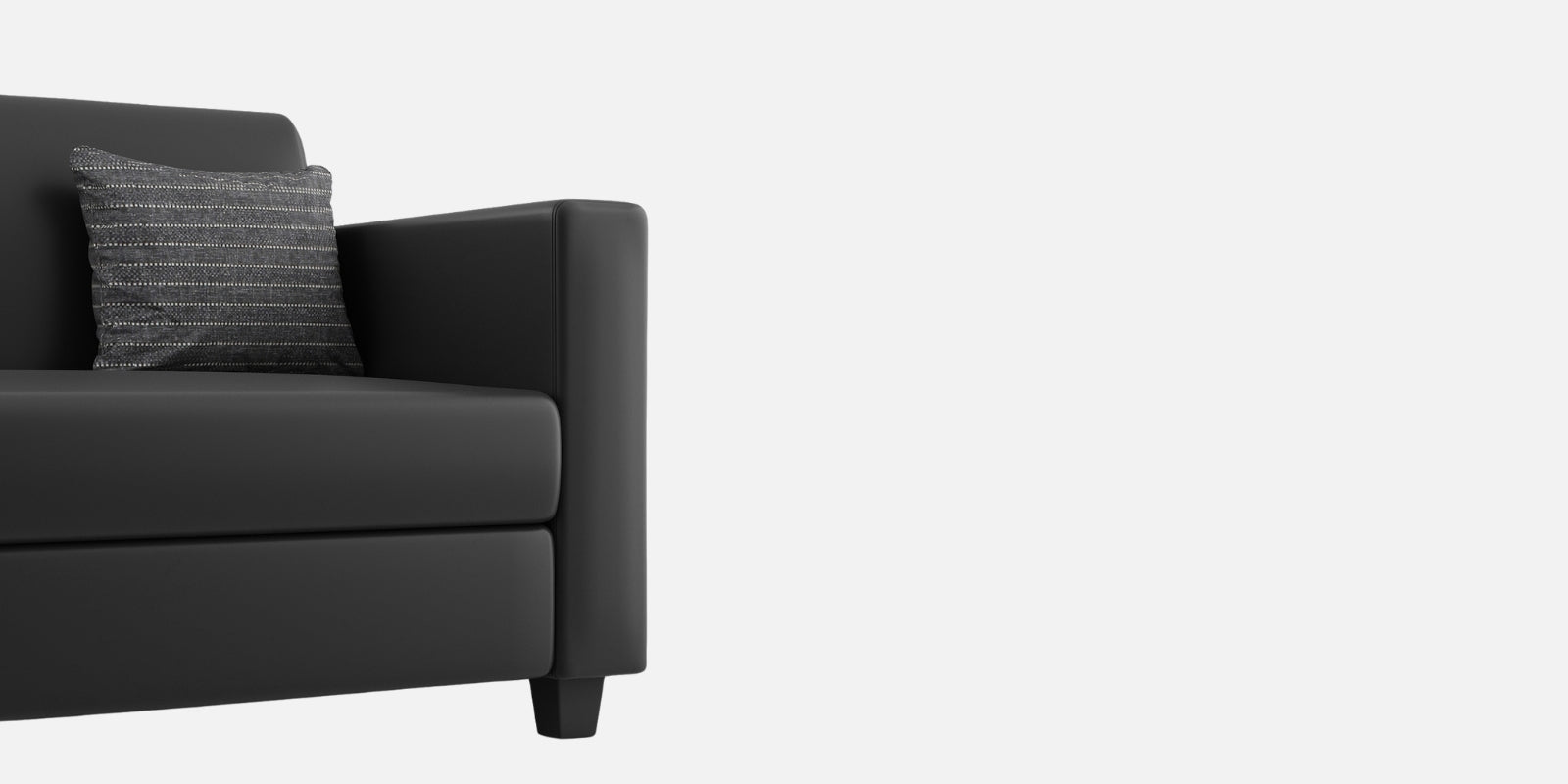 Baley Leatherette 3 Seater Sofa In Dark Black Colour - Febonic Living