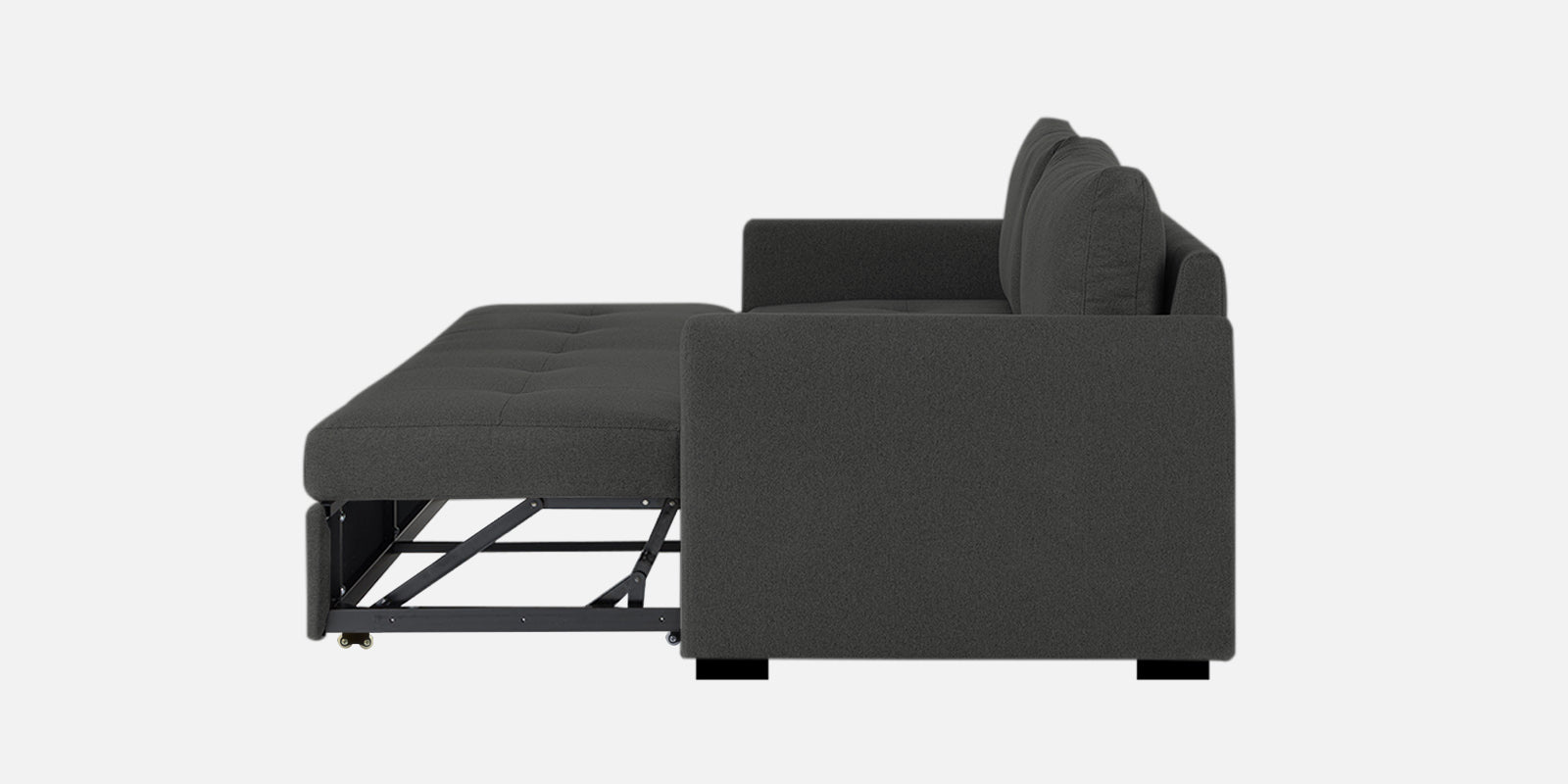 Sigma Fabric 3 Seater Pull Out Sofa Cum Bed In Charcoal Grey Colour - Febonic Living