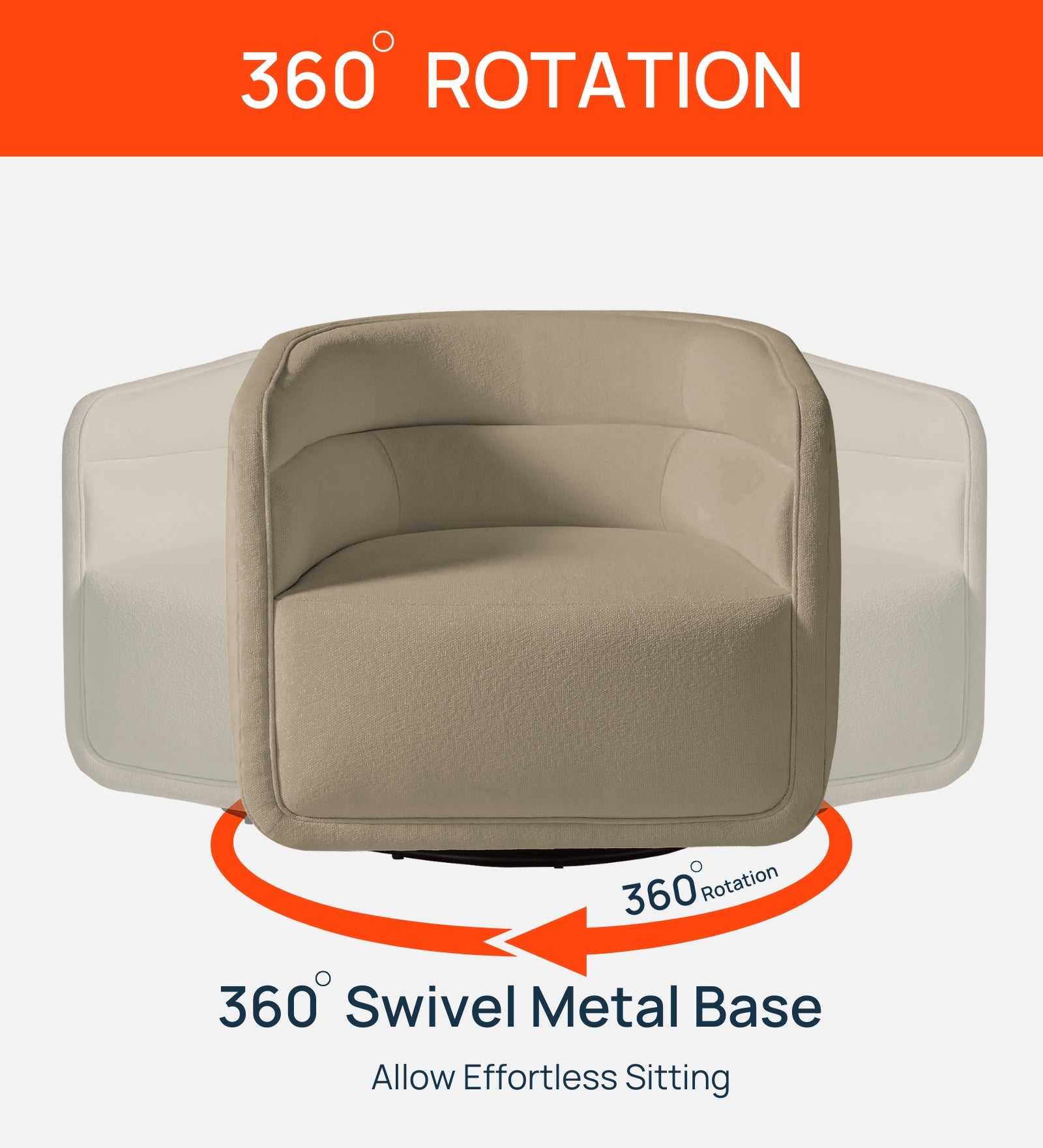 Ria Fabric Swivel Chair in Royal Orange Colour