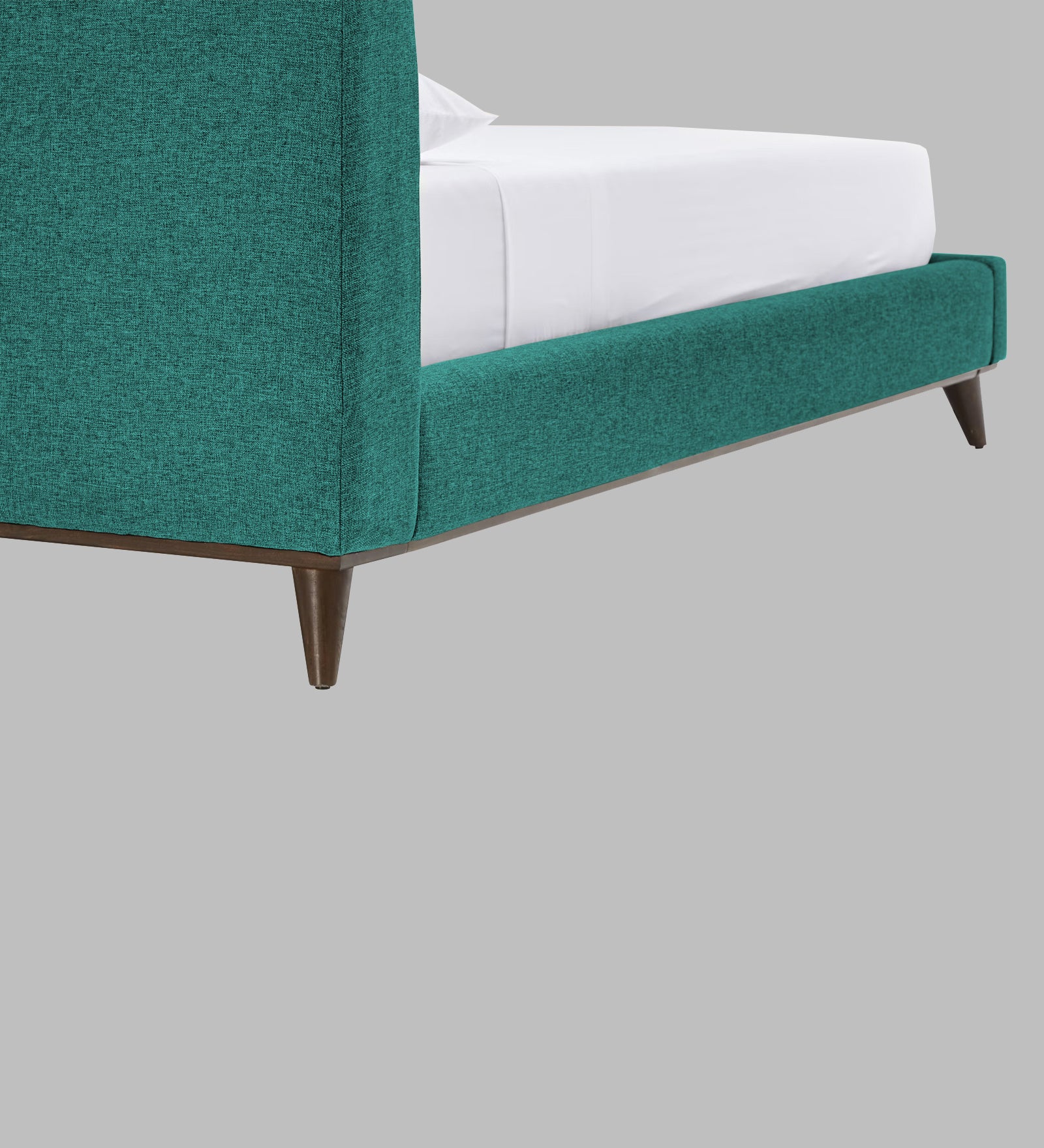 Jasmin Fabric Upholstered Queen Bed in Sea Green Colour