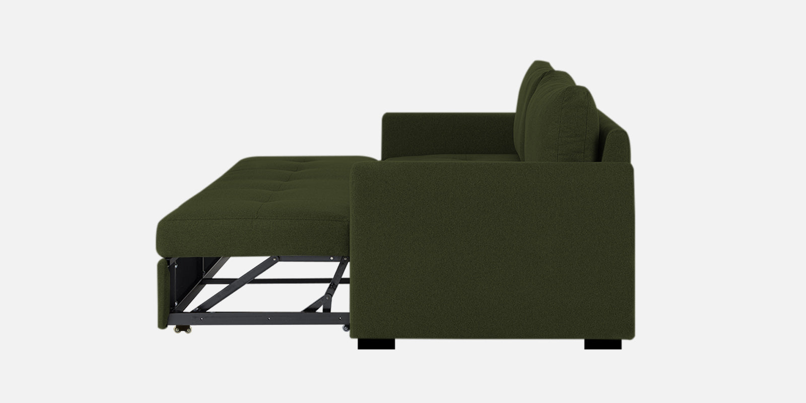 Sigma Fabric 3 Seater Pull Out Sofa Cum Bed In Olive Green Colour - Febonic Living