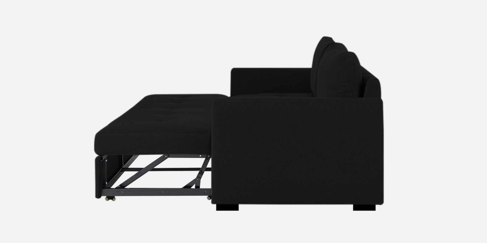 Sigma Fabric 3 Seater Pull Out Sofa Cum Bed In Zed Black Colour - Febonic Living