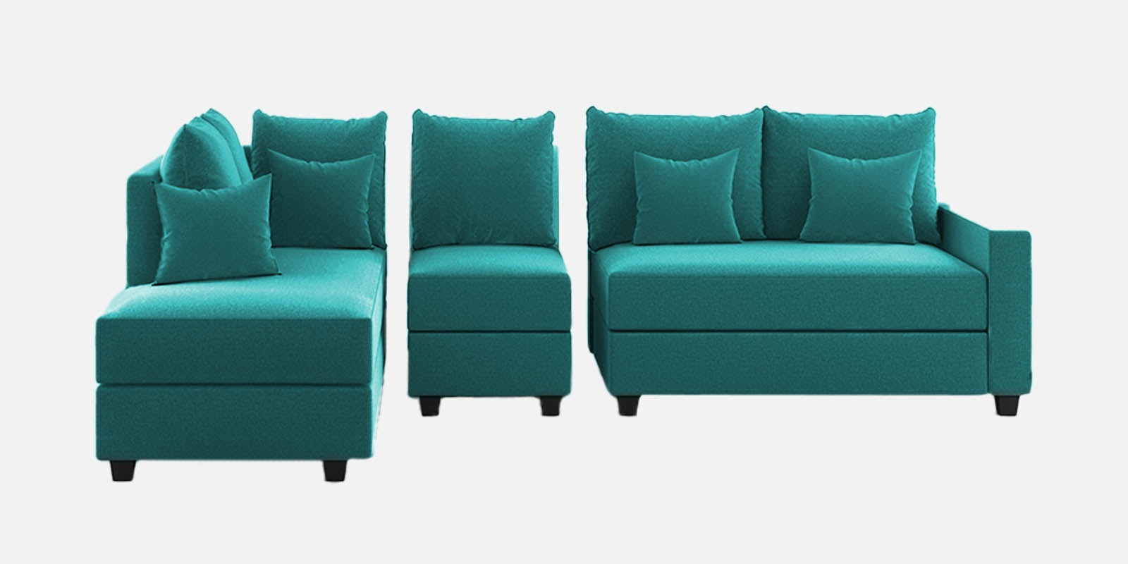 Ginny Fabric RHS Sectional Sofa (3+Lounger) In Sea Green Colour - Febonic Living