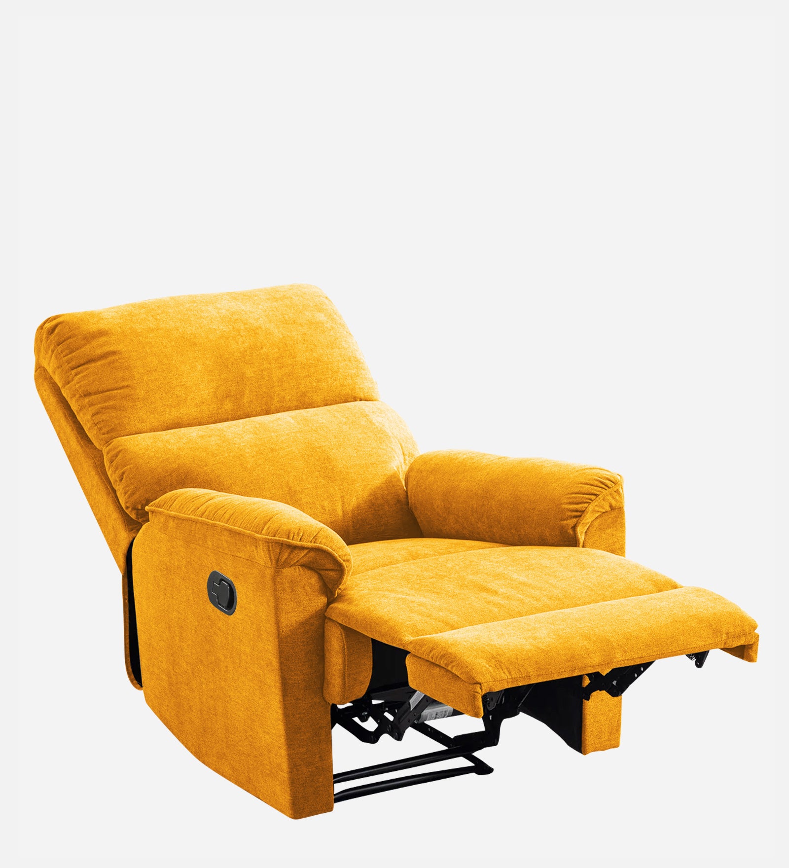 Abby Fabric 1 Seater Motorized Recliner In Bold Yellow Colour - Reclined View by Febonic Living