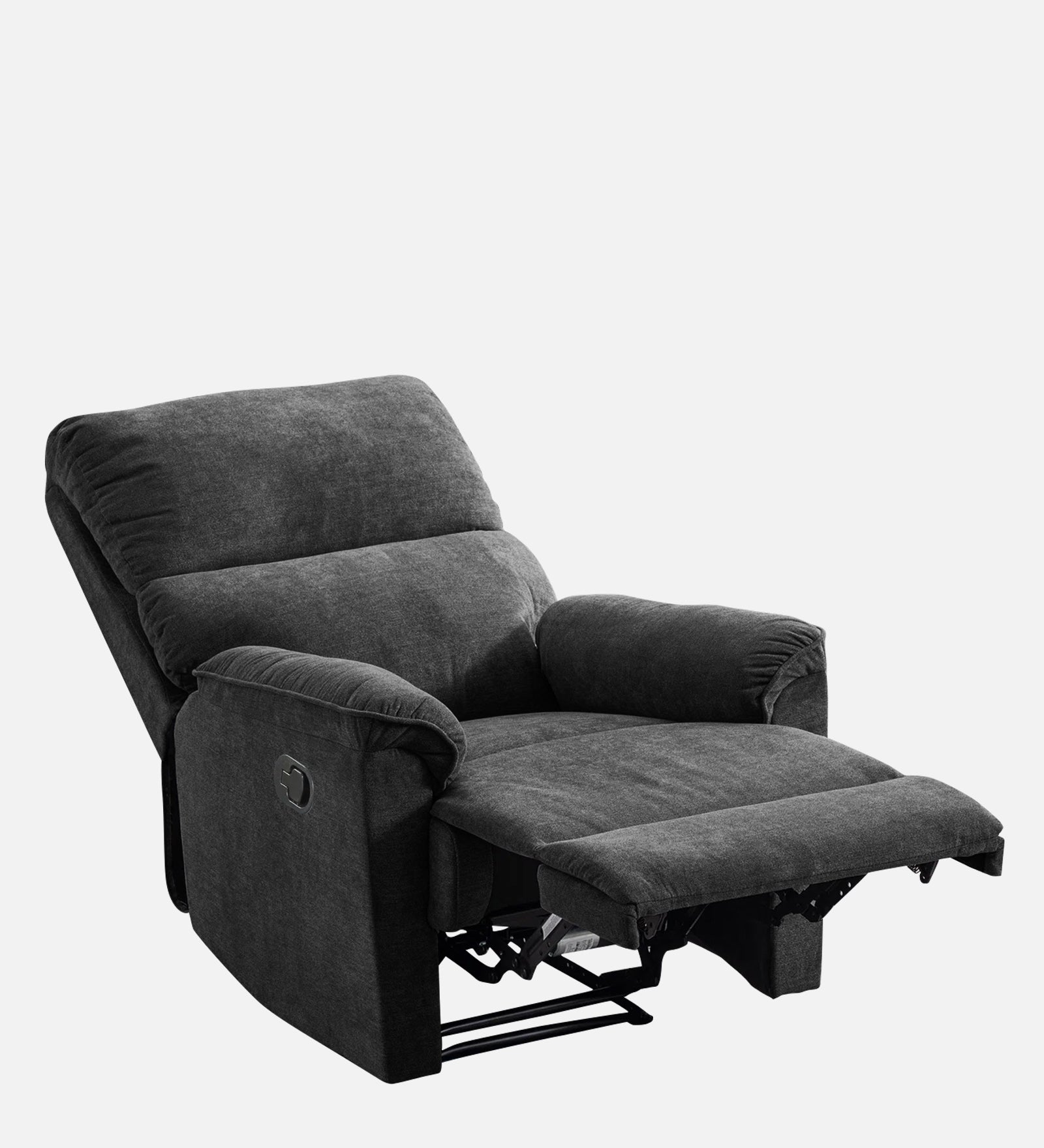 Abby Fabric 1 Seater Motorized Recliner In Charcoal Grey Colour - Reclined View by Febonic Living