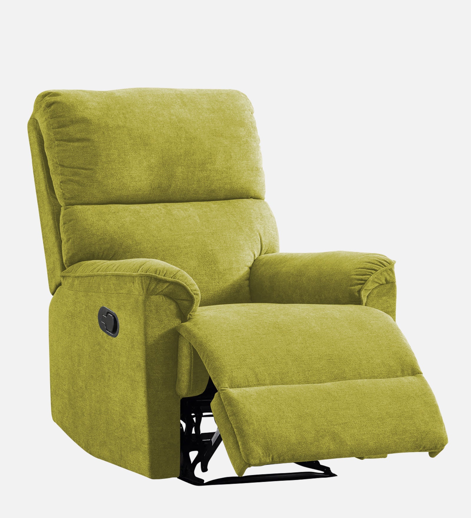 Abby Fabric 1 Seater Motorized Recliner In Parrot Green Colour - SideView Image by Febonic Living
