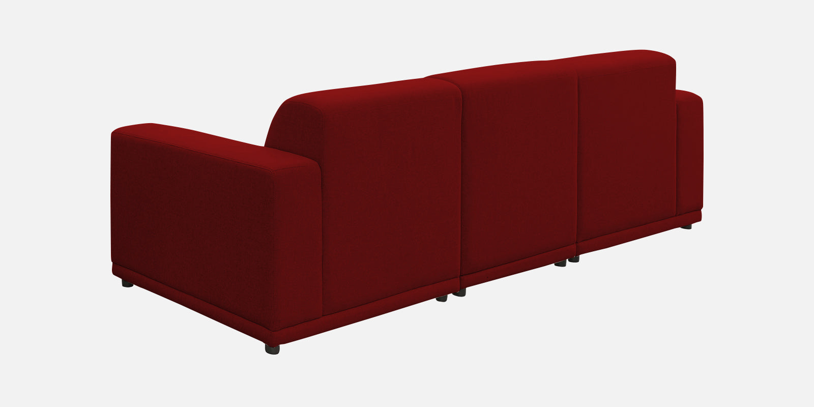 Adam Fabric Lhs Sectional Sofa 3 Ottoman Lounger In Blood Maroon Colour showing sofa back - Febonic Living