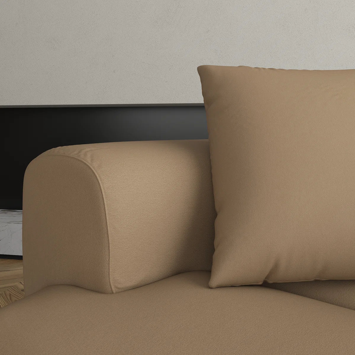 Adarin Velvet 4 Seater Curved Sofa In Cream Beige Colour