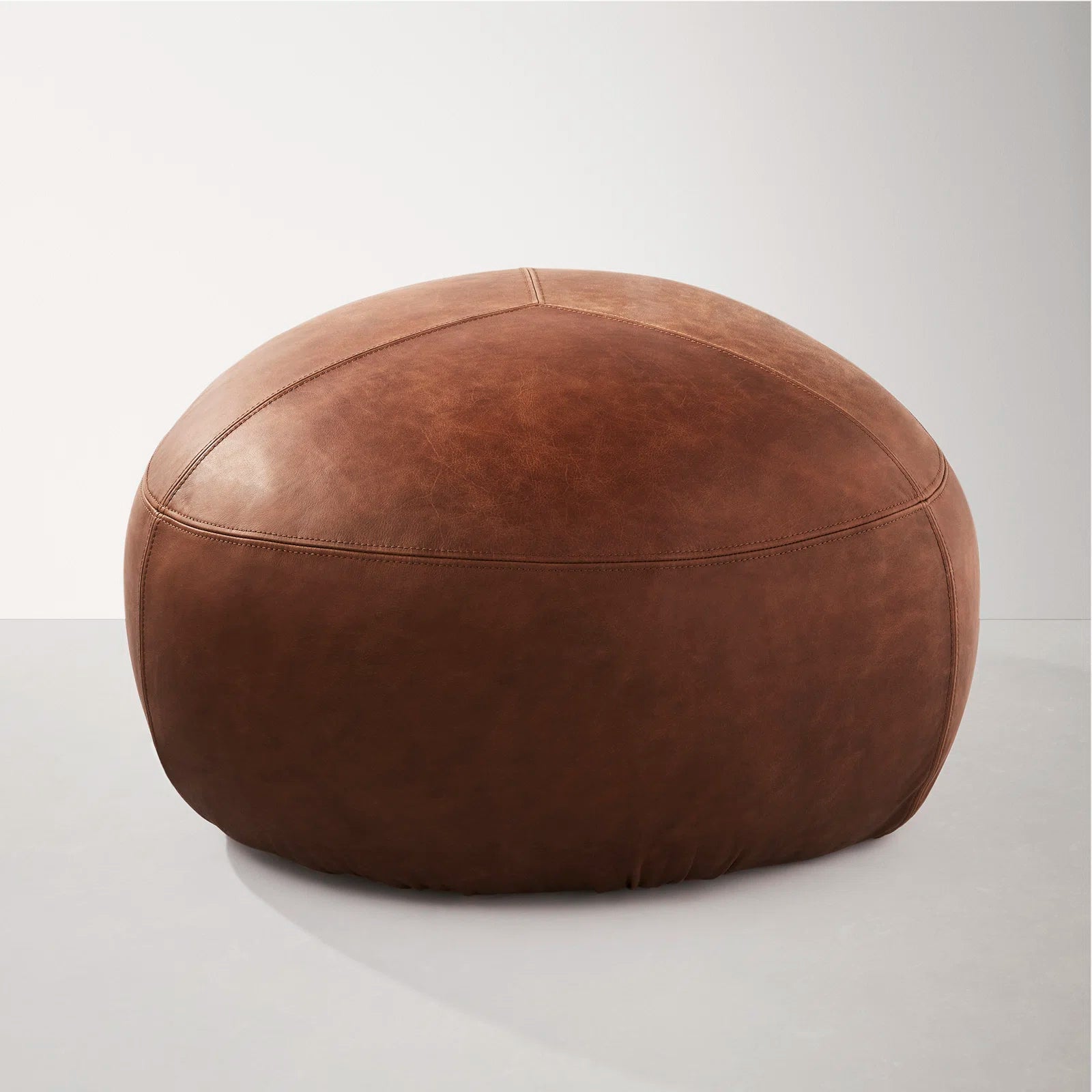 Buddy Leatherette Pouffe In Cinnamon Brown Colour - Febonic Living