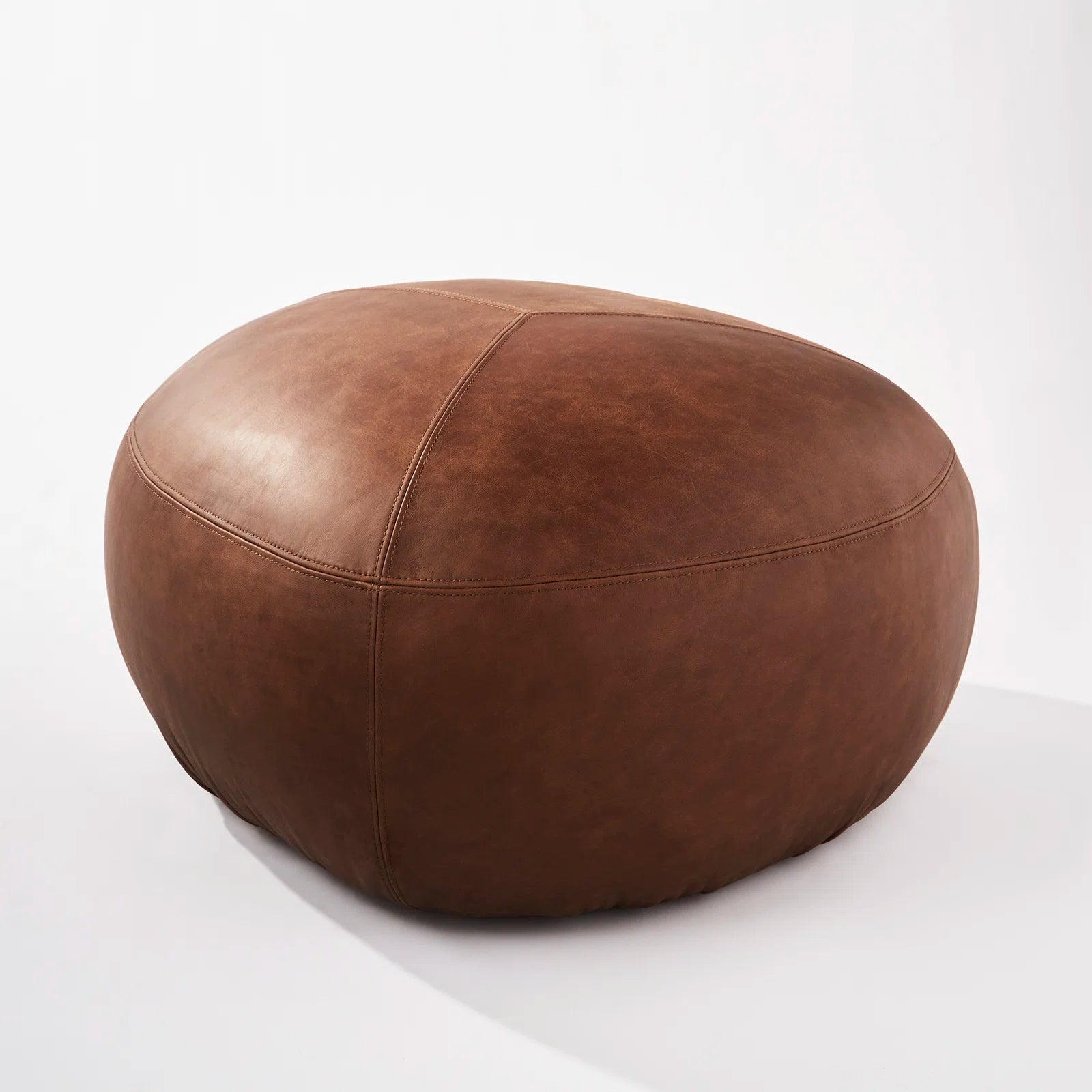 Buddy Leatherette Pouffe In Cinnamon Brown Colour - Febonic Living
