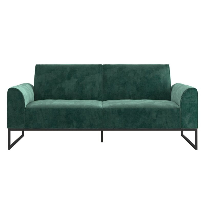 Cane Velvet 3 Seater Convertible Sofa Cum Bed In Pine Green Colour - Febonic Living