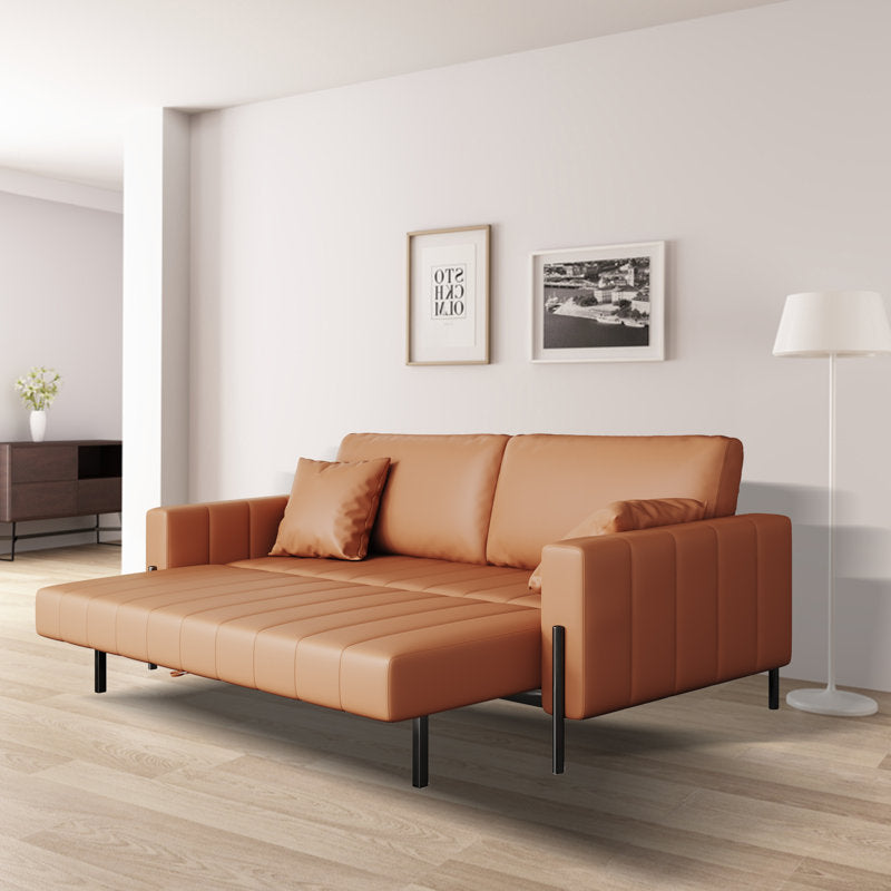 Darla Leatherette 3 Seater Convertible Sofa Cum Bed In Brown Colour - Febonic Living