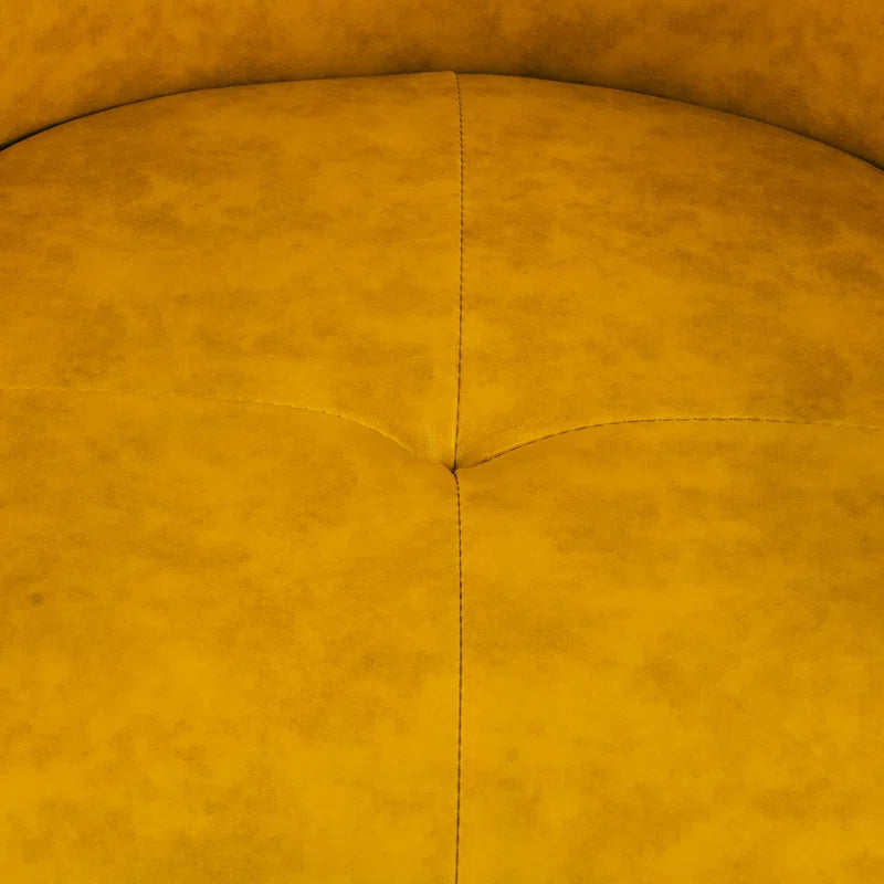Lovida Leatherette Barrel Chair With Ottoman In Bold Yellow Colour - Febonic Living