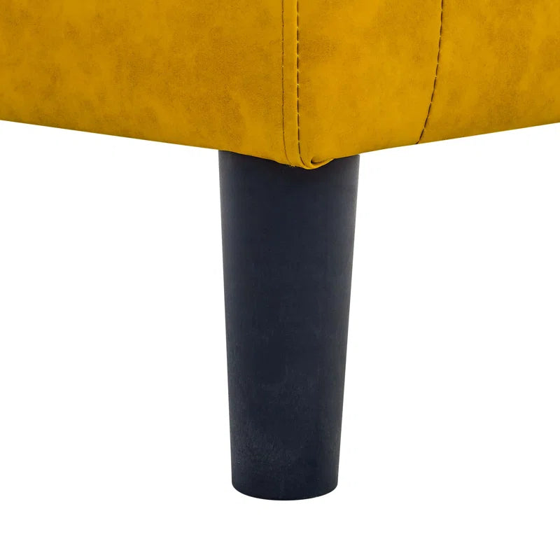 Lovida Leatherette Barrel Chair With Ottoman In Bold Yellow Colour - Febonic Living