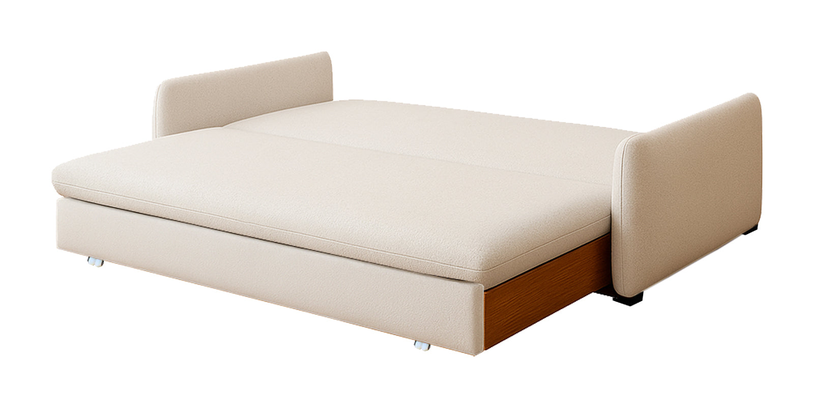 Allison Fabric 3 Seater Pull Out Sofa Cum Bed In Shell White Colour