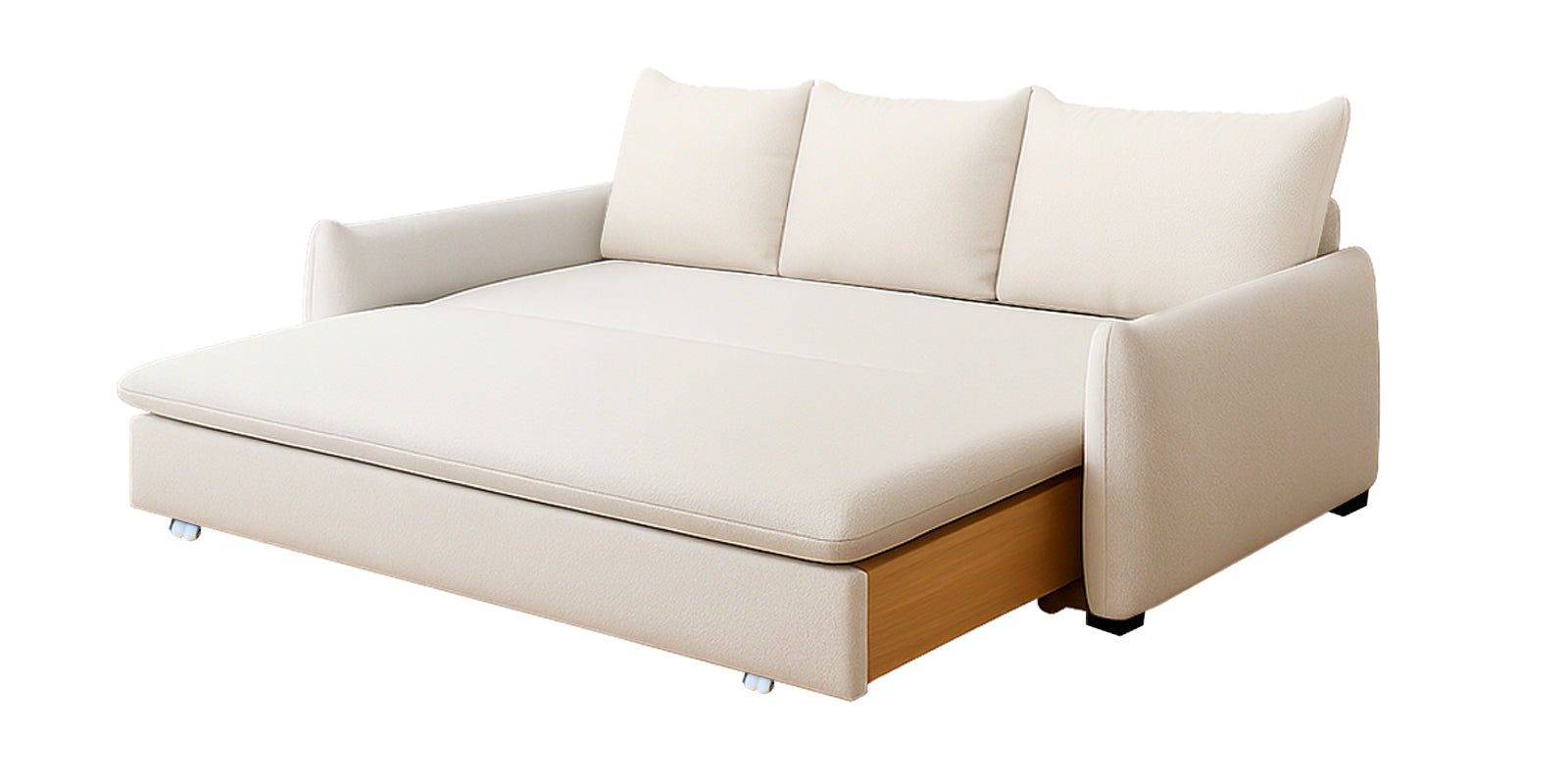 Allison Fabric 3 Seater Pull Out Sofa Cum Bed In Shell White Colour