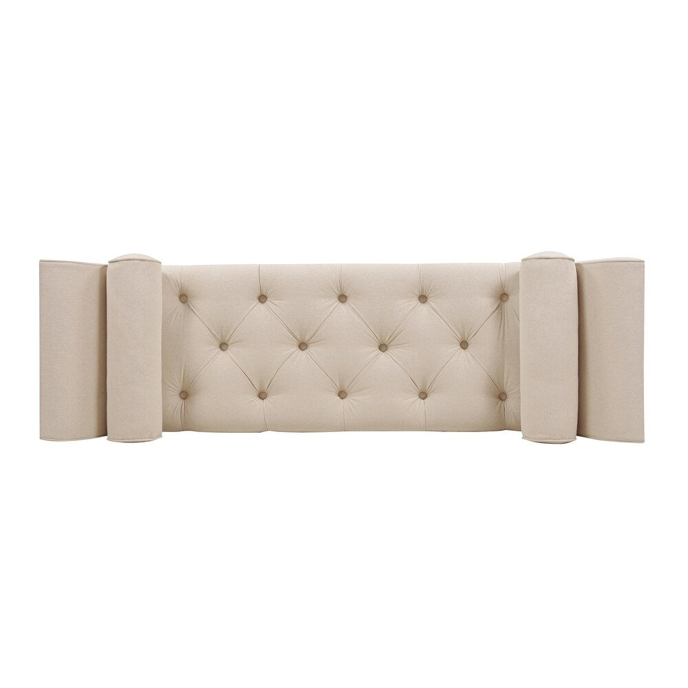 Alma Fabric 3 Seater Recamier in Beige Colour