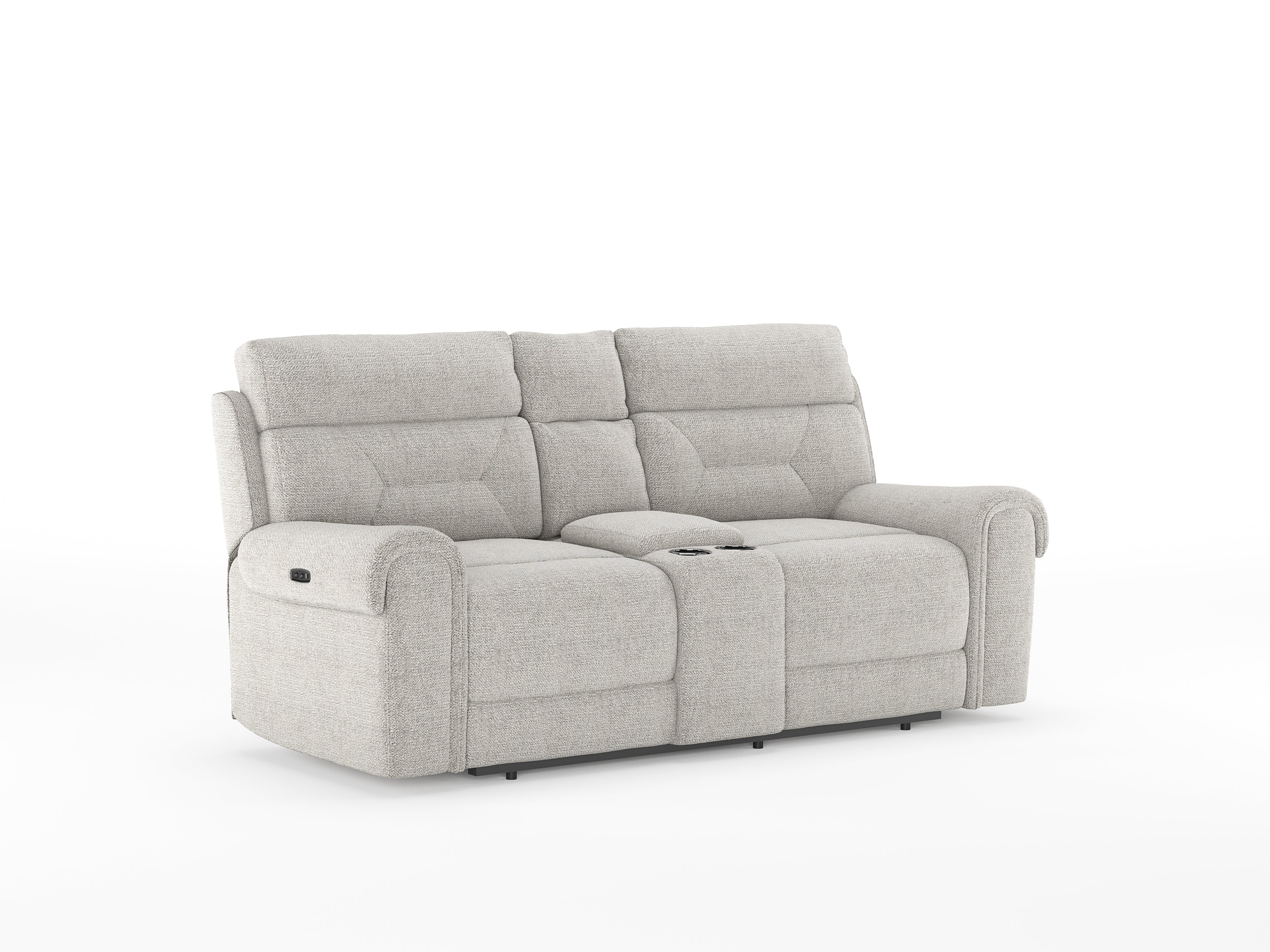 Alpeno Fabric 2 Seater Motorized Recliner In Bone Beige Colour - Side View by Febonic Living
