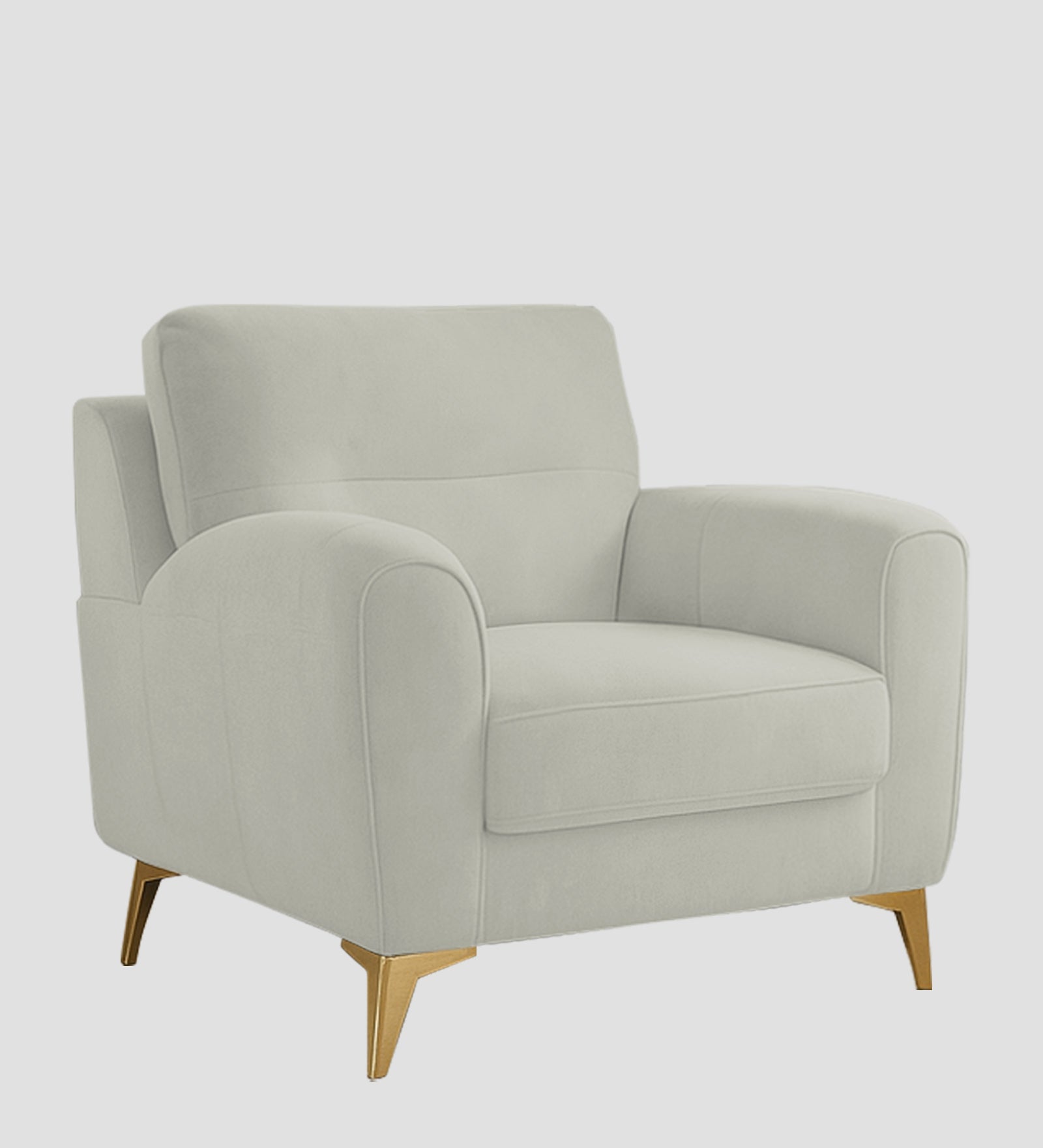 Alpine Fabric 1 Seater Sofa In Pearl White Colour