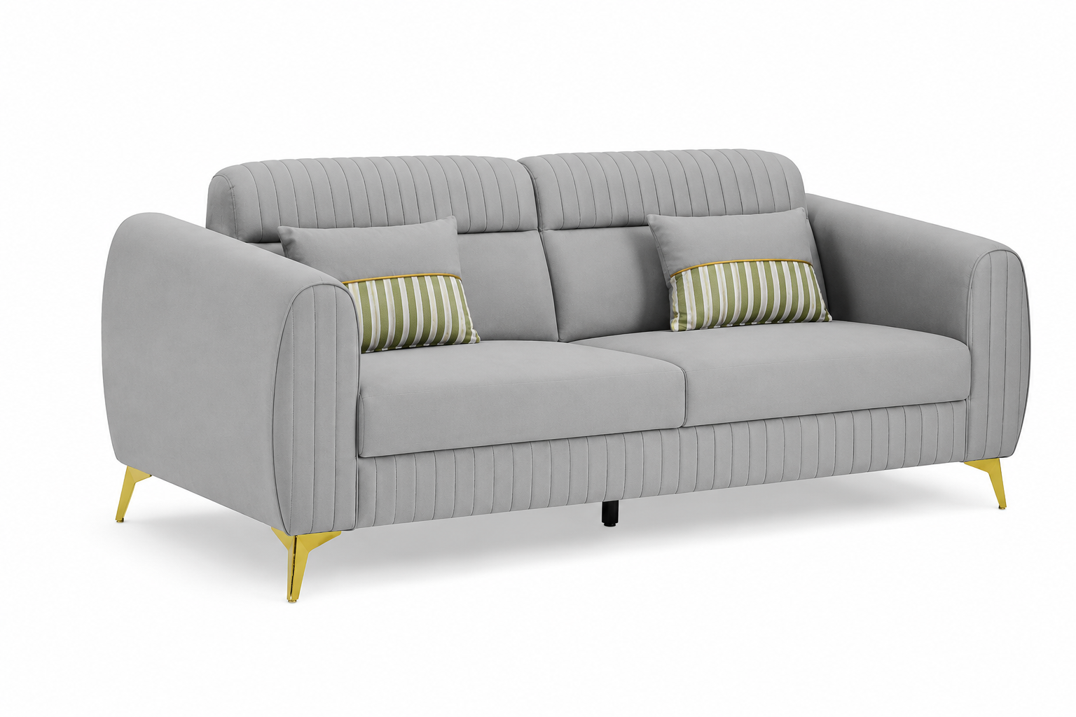 Alvero 3 Seater Fabric Sofa - Fossil Grey - Side View by Febonic Living