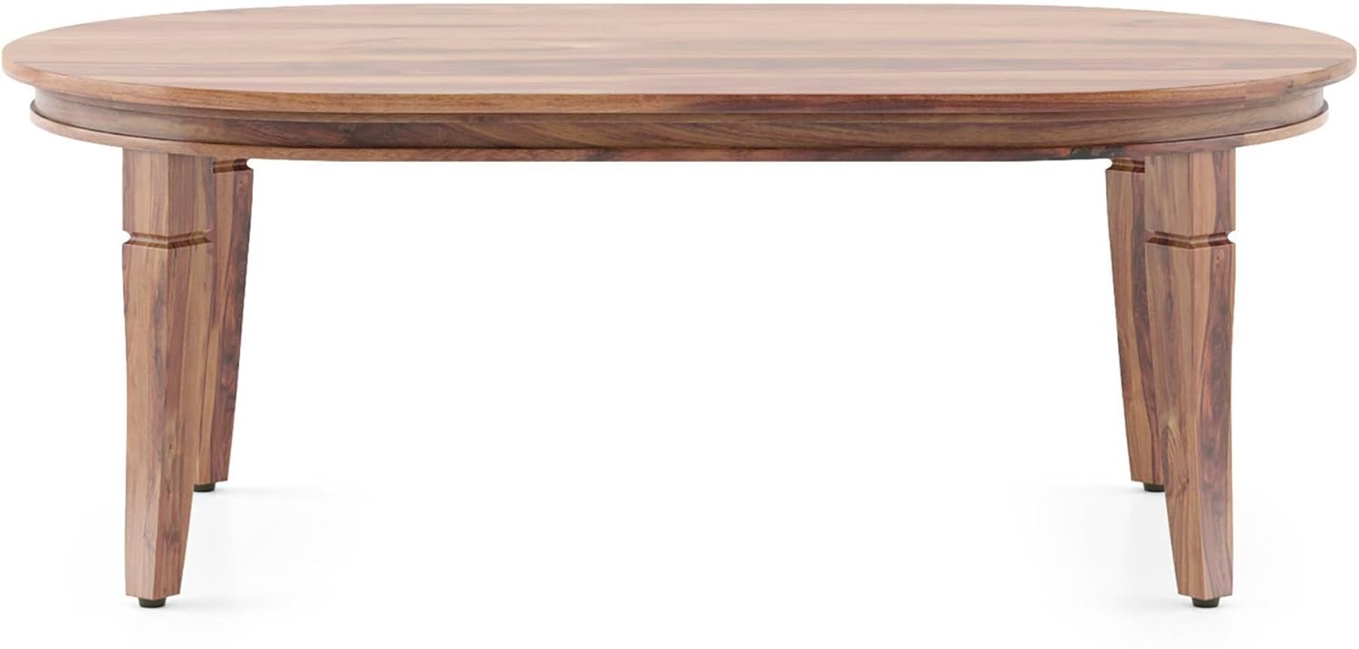 Alvin Oval Solid Wood Coffee Table In Teak Finish