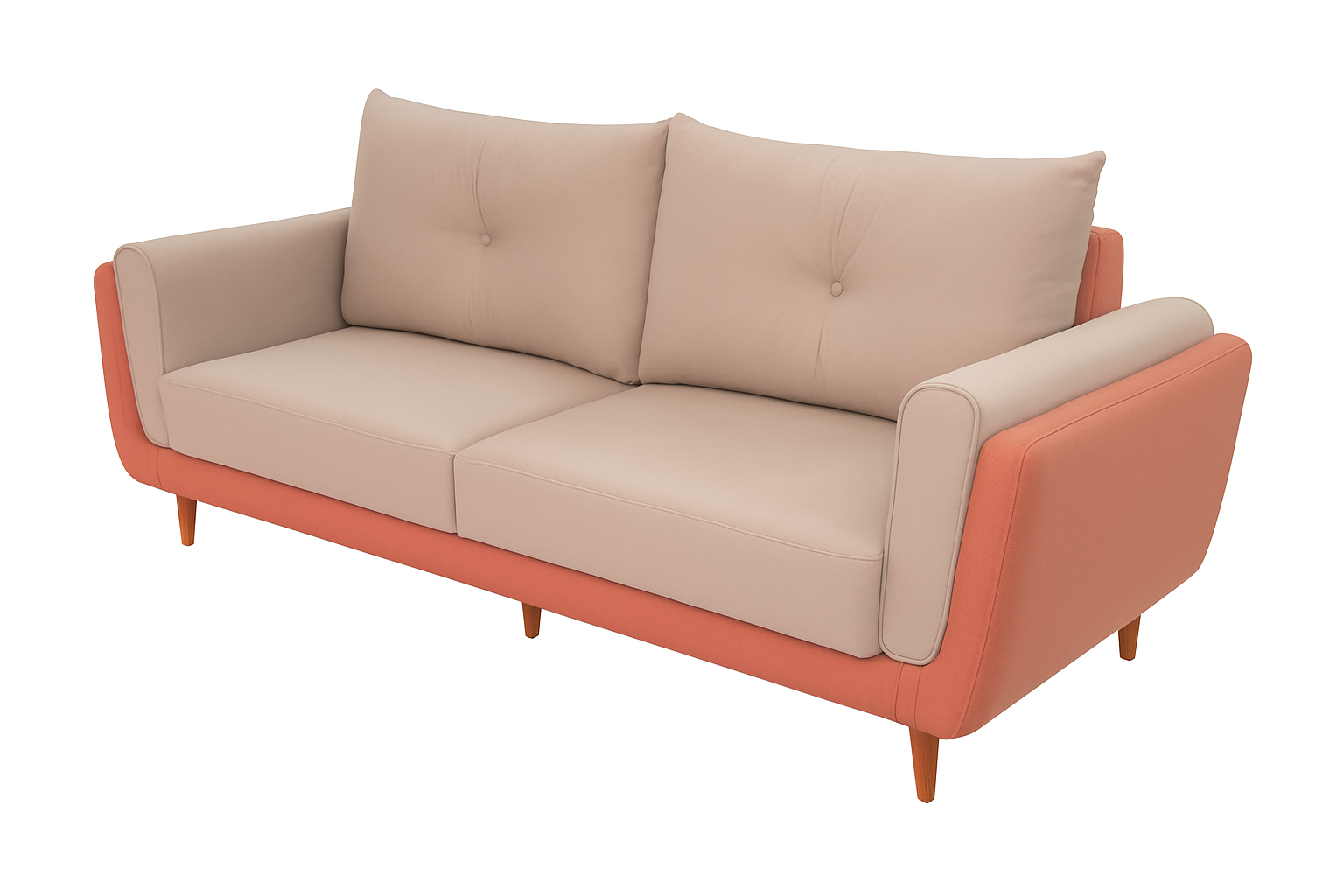 Morry Dual Fabric 3 Seater Sofa In Camel And Carmel Beige Colour