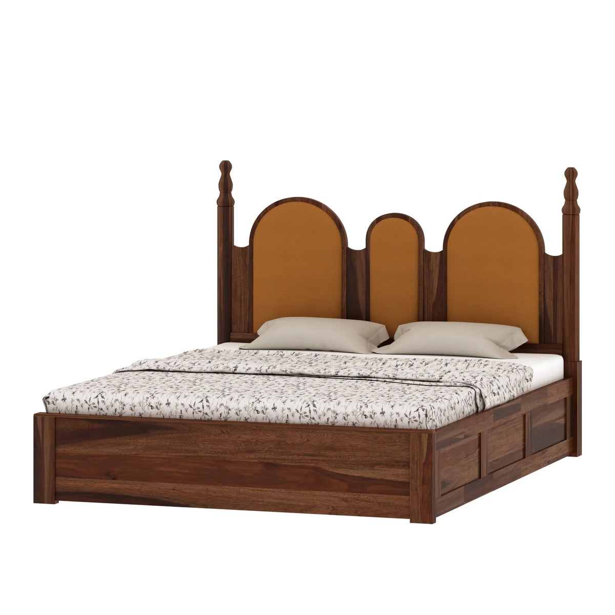 Antar Sheesham Wood King Size Bed With Box Storage In Provincial Teak Finish