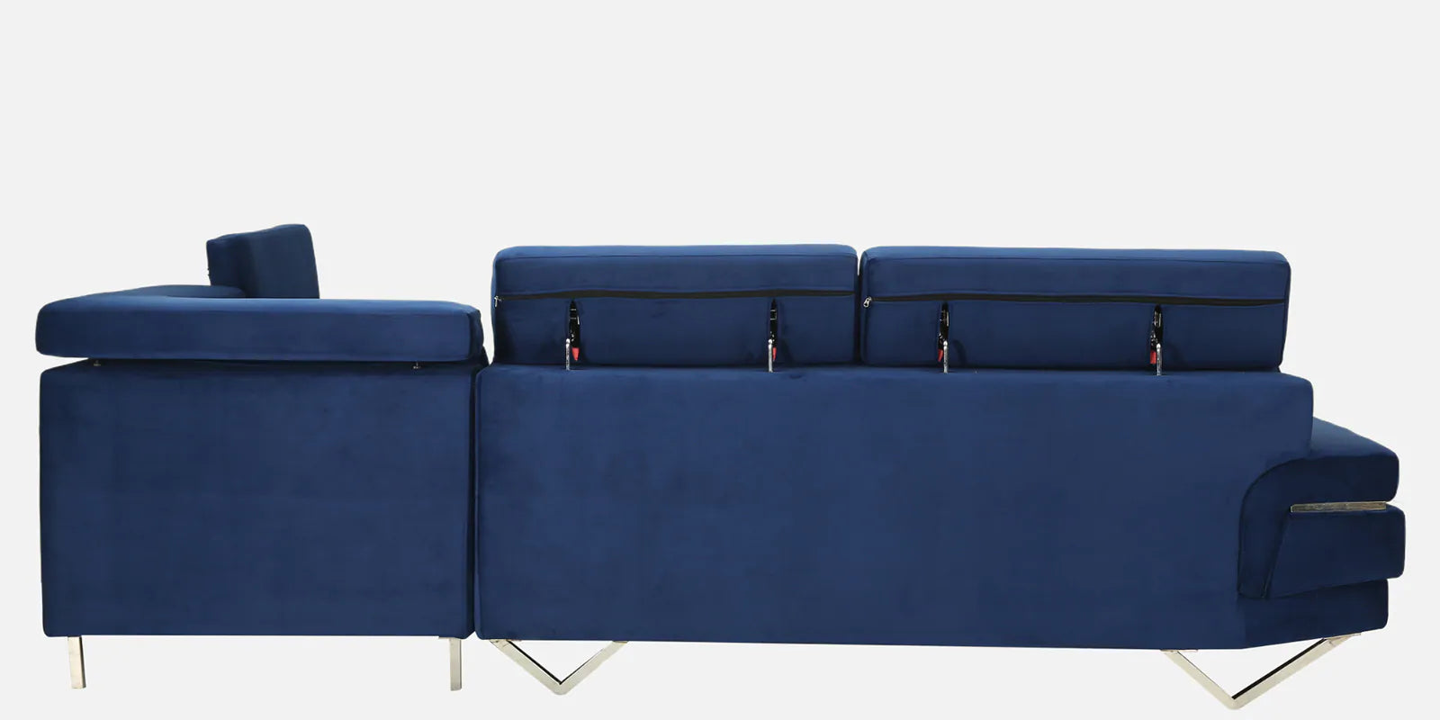Antony Velvet LHS Sectional Sofa (3+Lounger) In Imperial Blue Colour