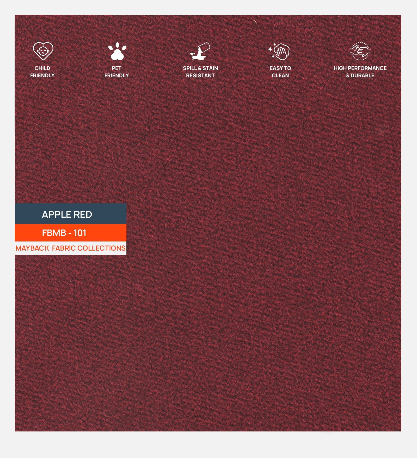 Oven Suede Fabric Apple Red 101 Code - Febonic Living