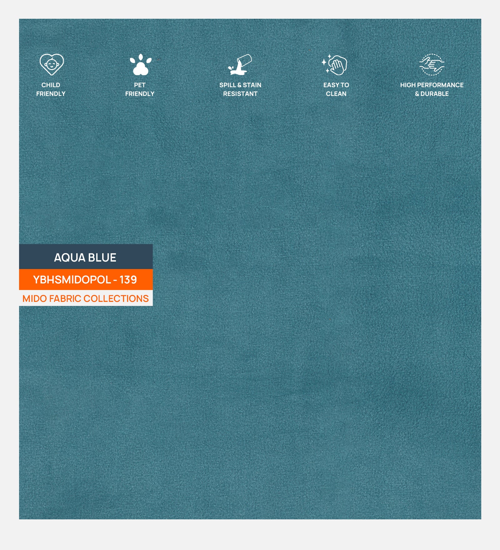 Velvet Mido Fabric Aqua Blue 139 Code - Febonic Living