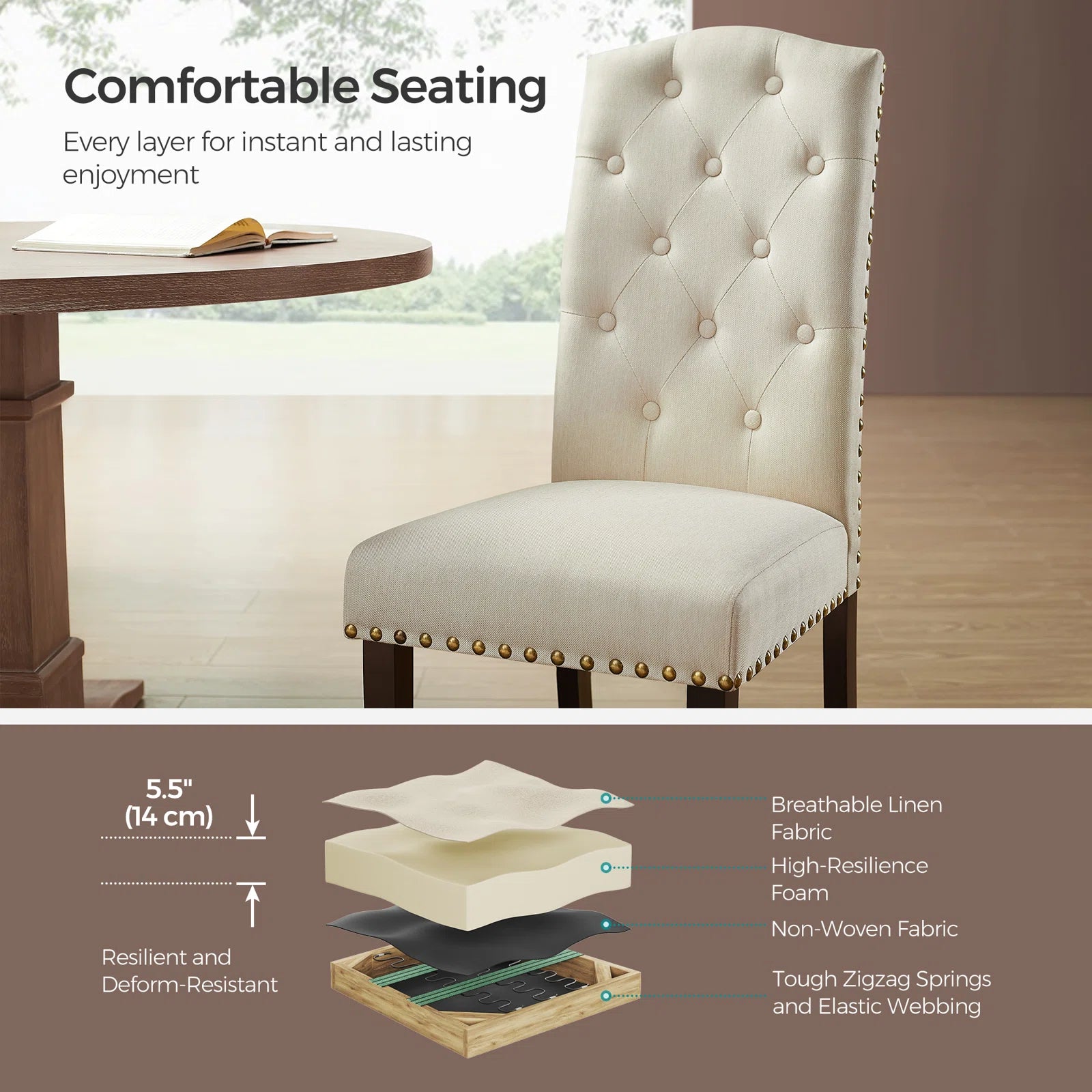 Maddy Fabric Dining Chair In Woom Beige Colour (set of 2 ) - Febonic Living