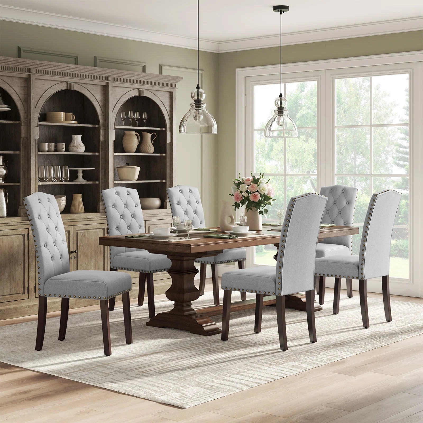 Maddy Fabric Dining Chair In Lit Grey Colour (set of 2 ) - Febonic Living