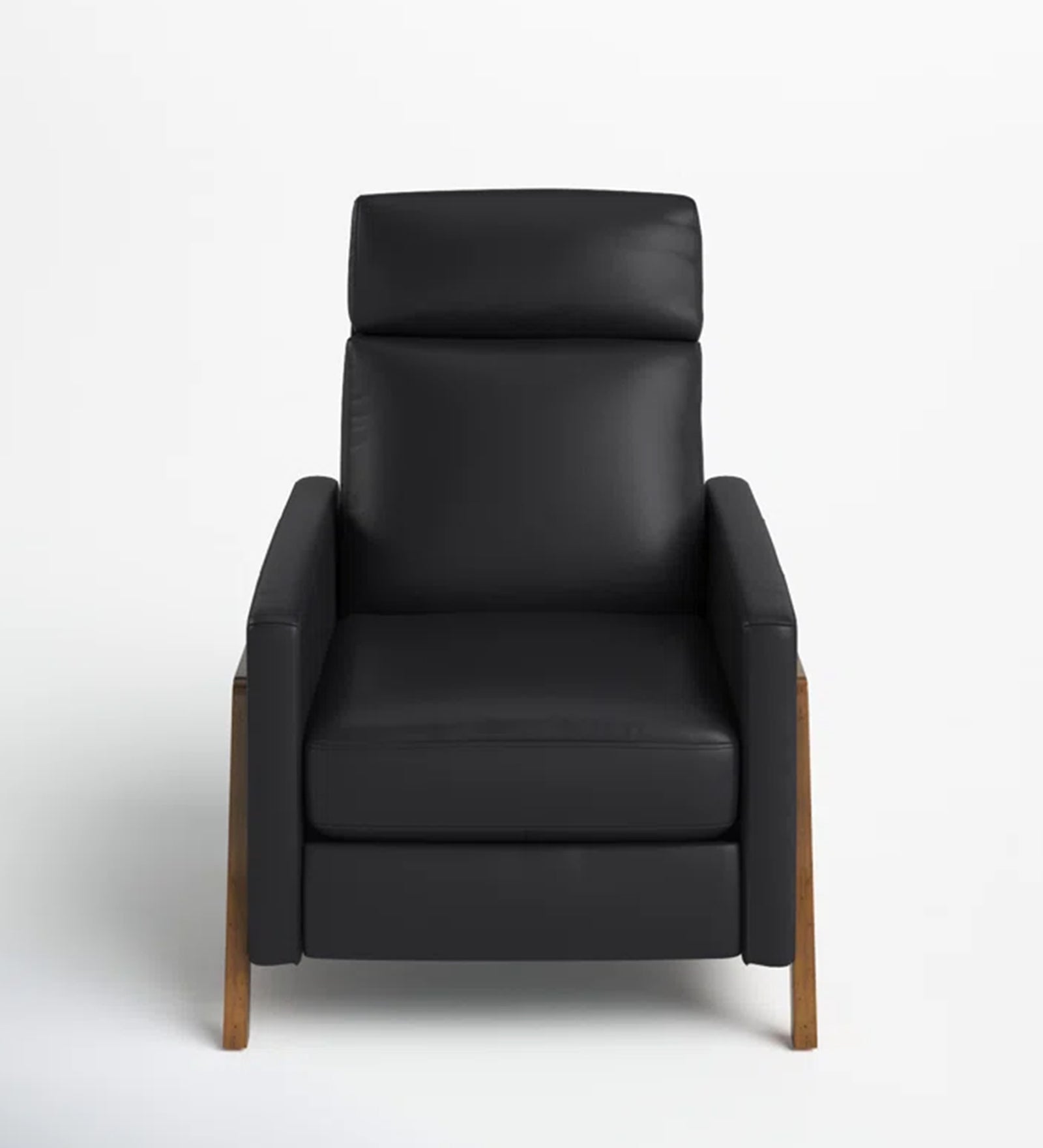 Ary 1 Seater Wood Framed Leatherette Recliner - Light Black - Front View by Febonic Living