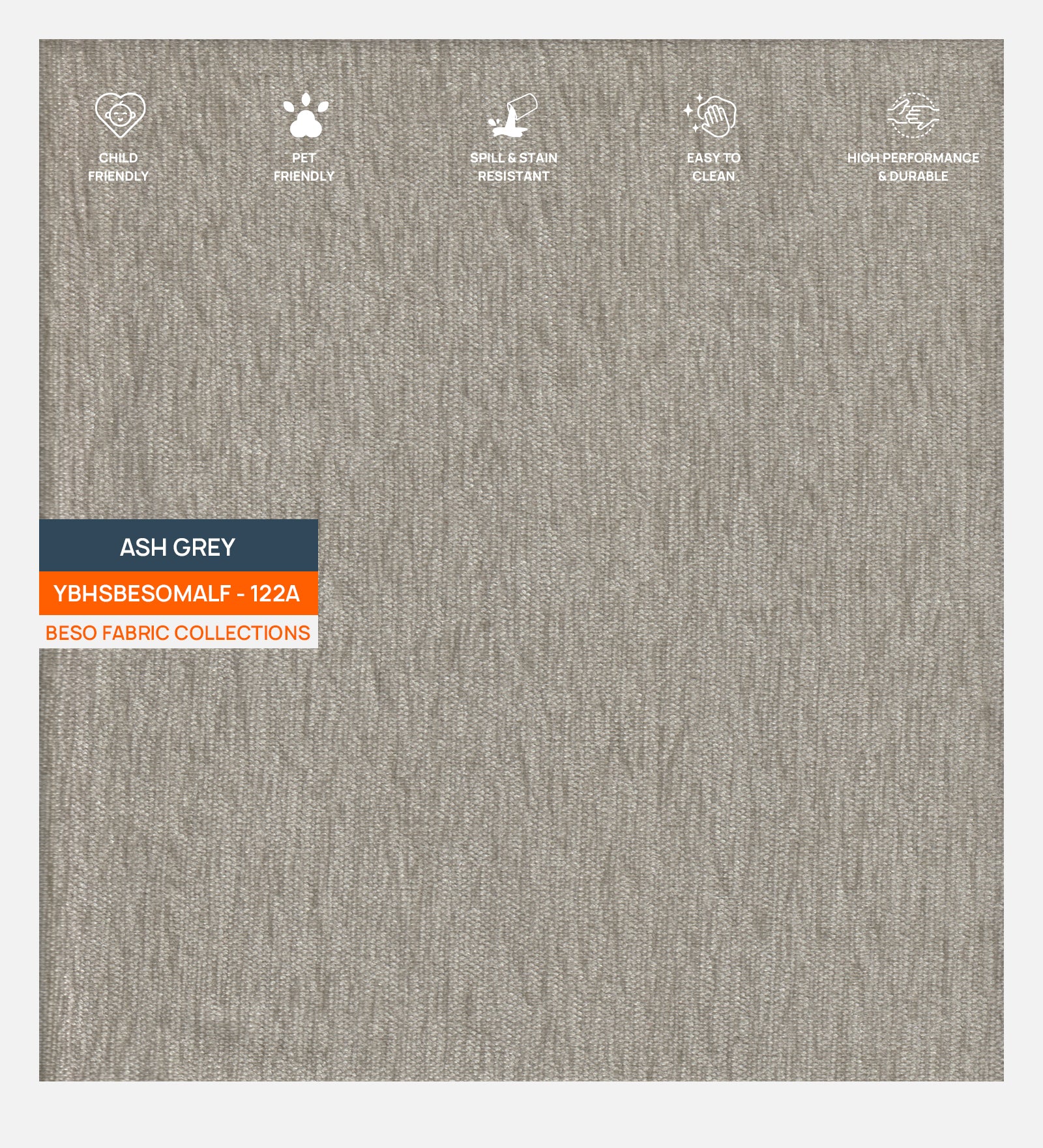 Marq Fabric 1 Seater Sofa in Ash Grey Colour