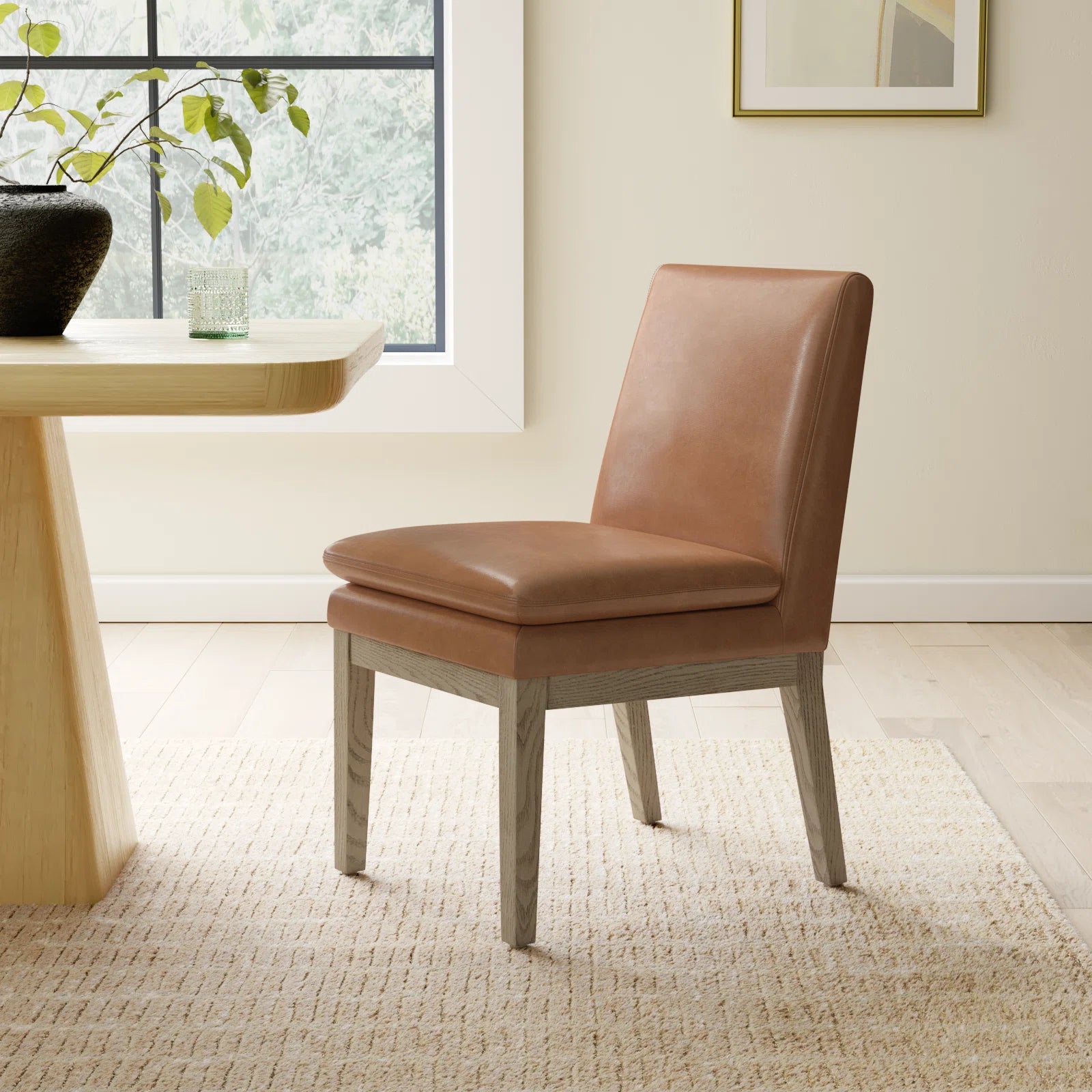 Asra Leatherette Dining Chair In Cinnamon Brown Colour