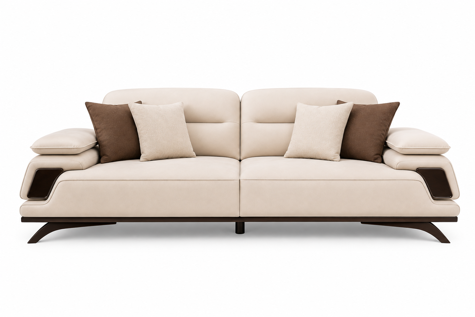 Avenzo 3 Seater Fabric Sofa - Cream Beige - Front View by Febonic Living