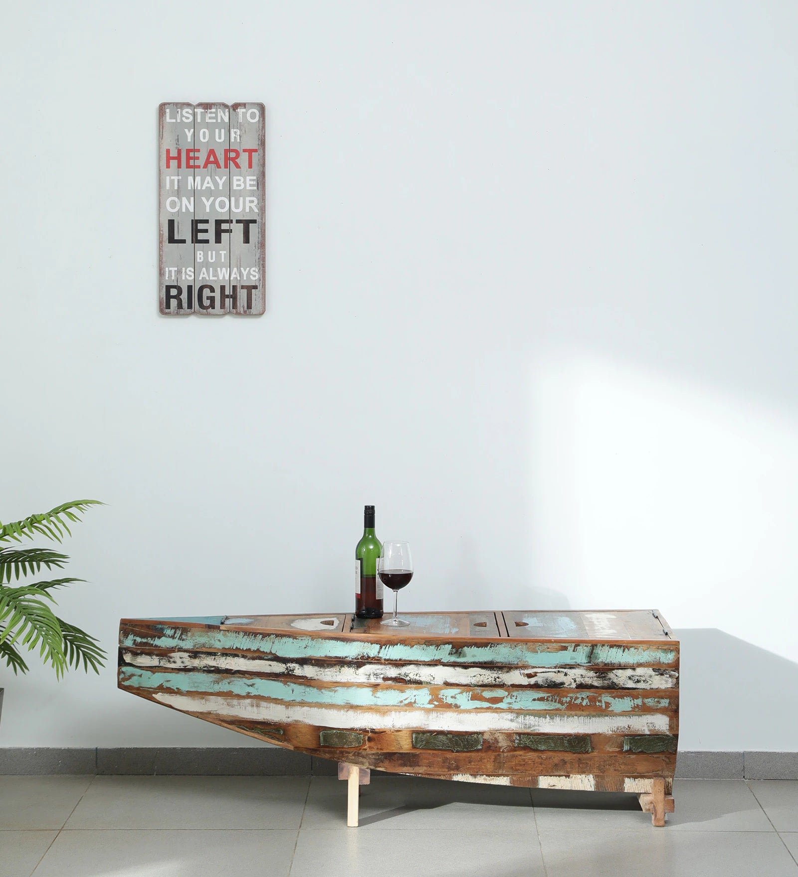 Ezla Reclaimed Wood Bar Cabinet In Distress Finish - Febonic Living