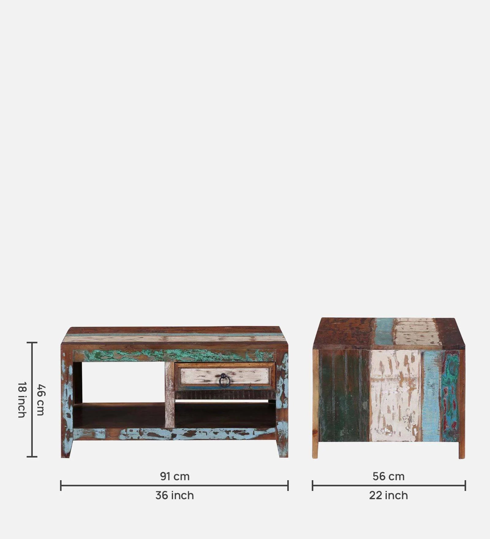 Ezla Reclaimed Wood Coffee Table In Distress Finish - Febonic Living