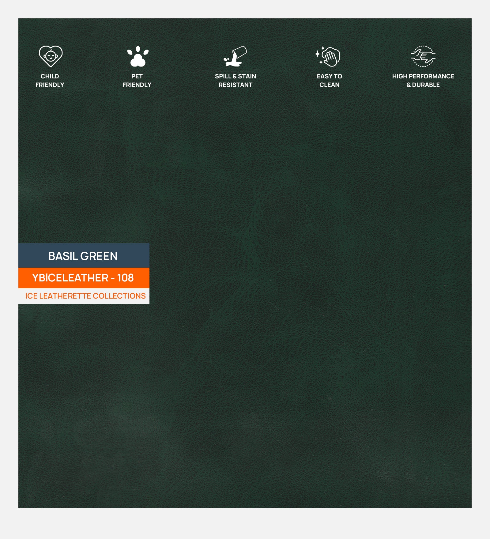 Artificial Leather Swatch Basil Green 108 Code - Febonic Living