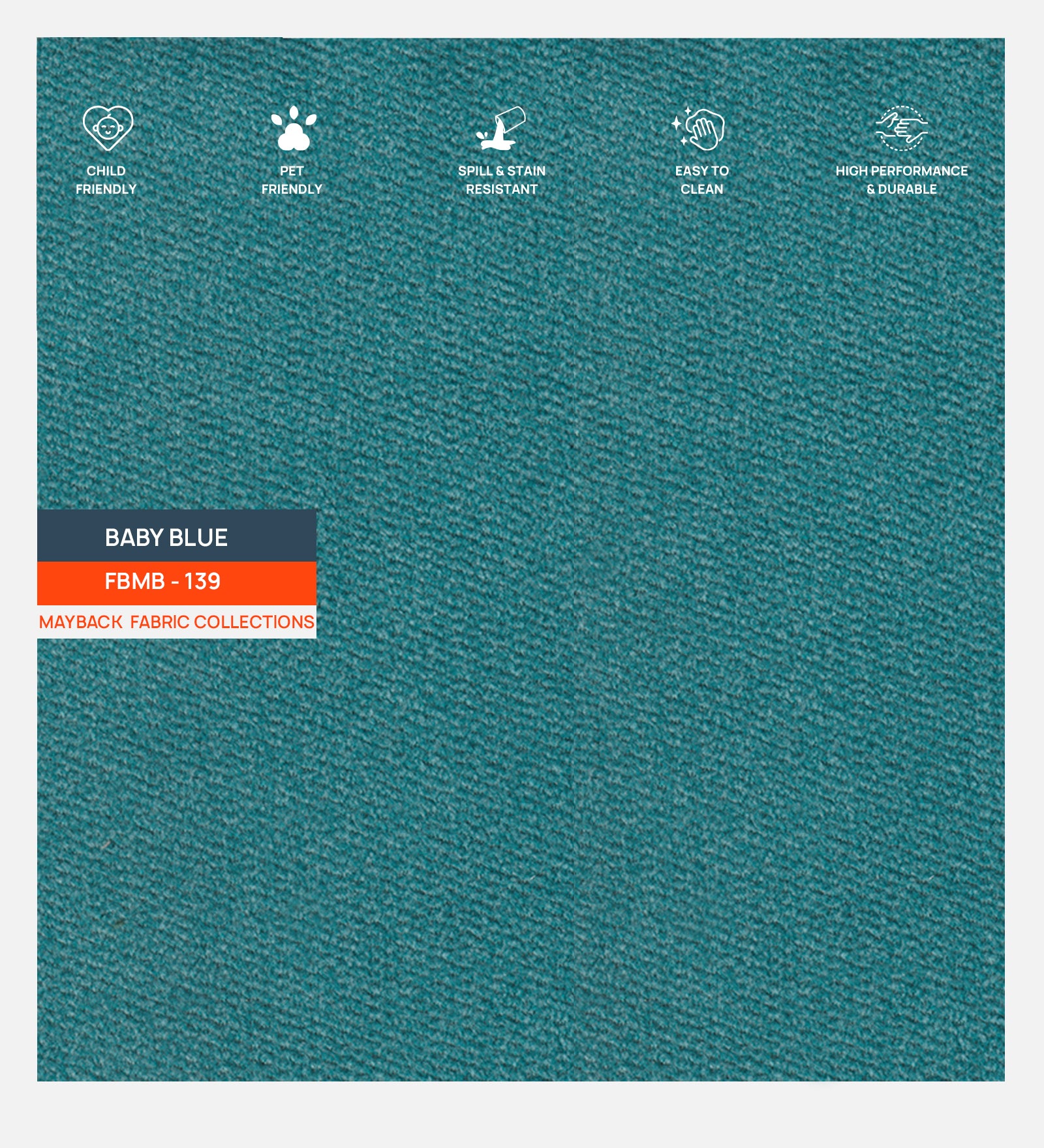 Oven Suede Fabric Baby Blue 139 Code - Febonic Living
