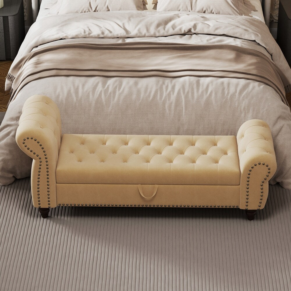 Berlin Fabric 2 Seater Recamier In Cosmic Beige Colour With Storage - Febonic Living