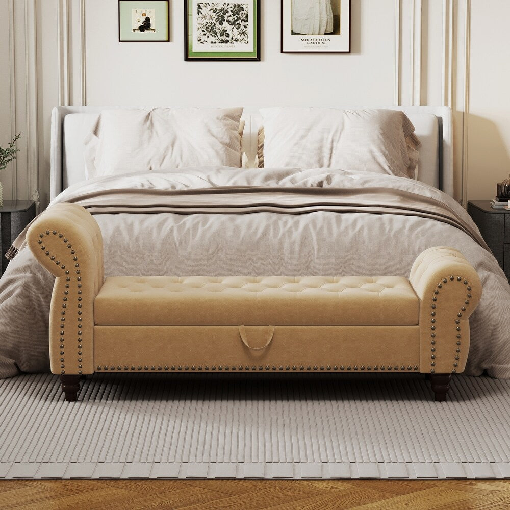 Berlin Fabric 2 Seater Recamier In Cosmic Beige Colour With Storage - Febonic Living