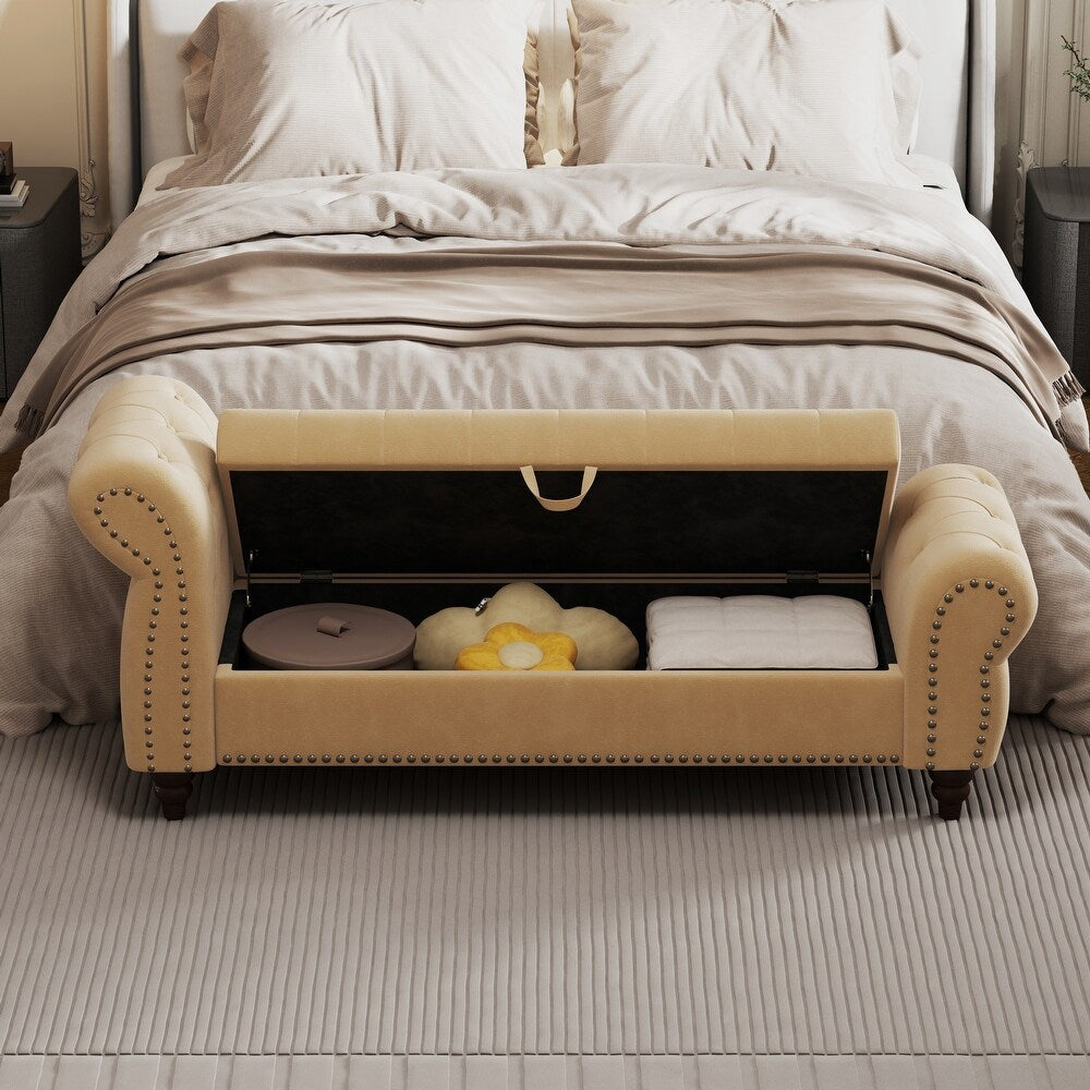 Berlin Fabric 2 Seater Recamier In Cosmic Beige Colour With Storage - Febonic Living