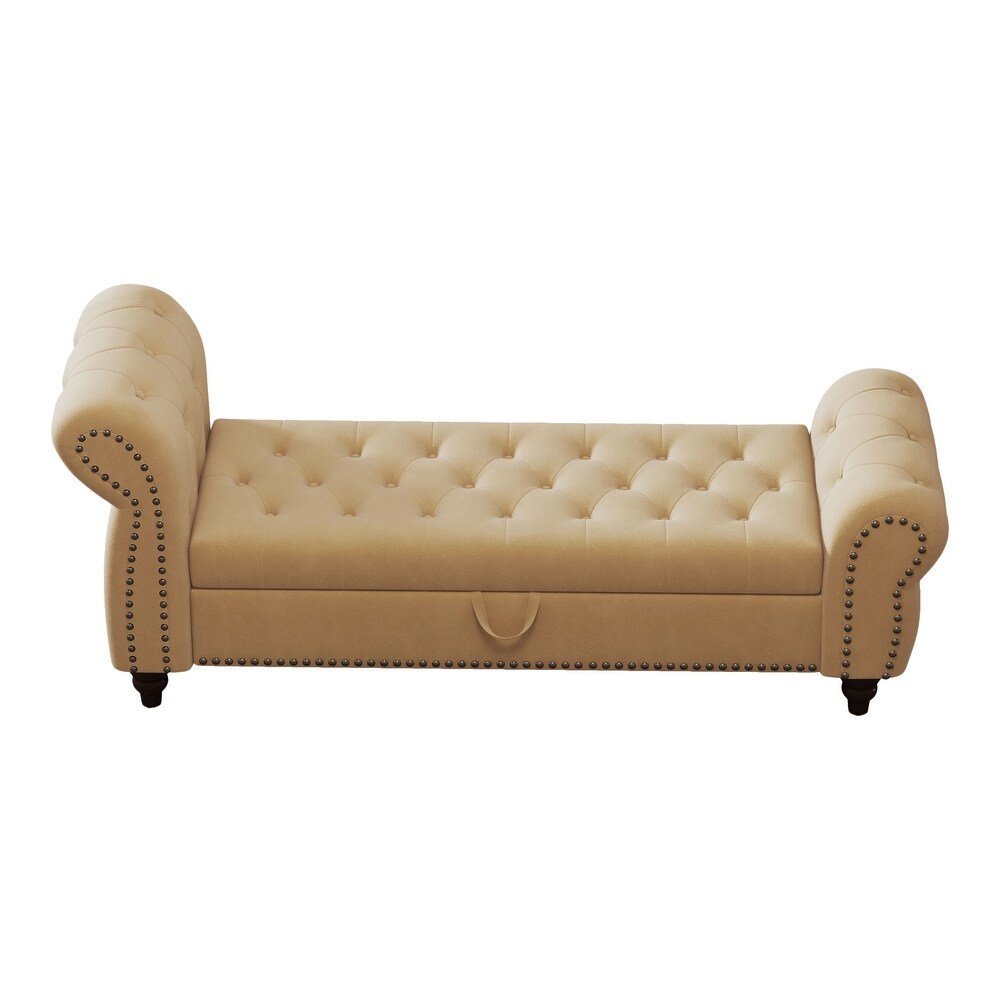 Berlin Fabric 2 Seater Recamier In Cosmic Beige Colour With Storage - Febonic Living