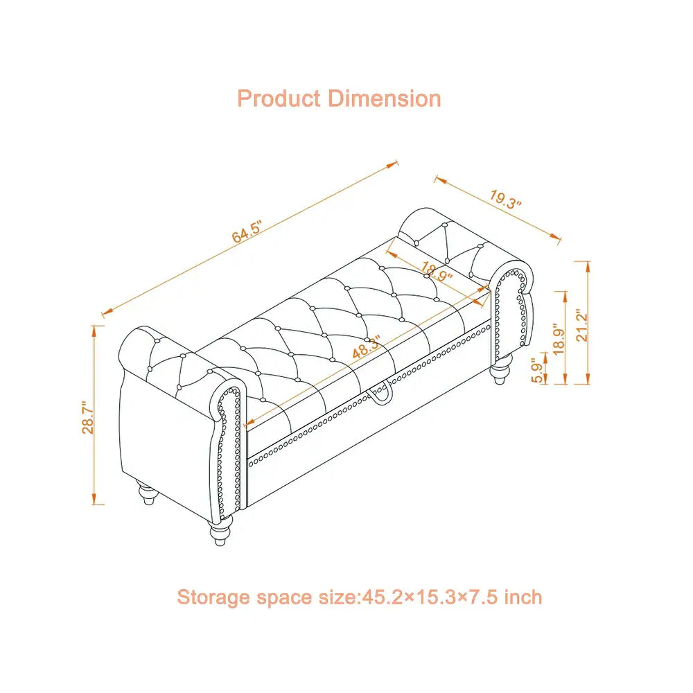 Berlin Fabric 2 Seater Recamier In Cosmic Beige Colour With Storage - Febonic Living